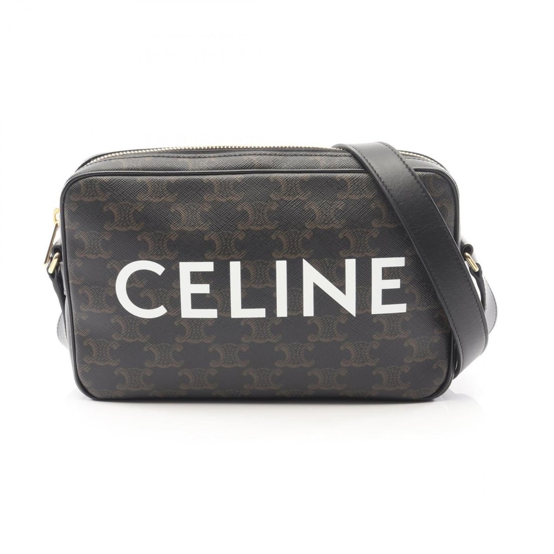 Celine Triomphe Medium Messenger Bag, Shoulder Handbag, Coated Canvas and Leather, Women's, Black: --- Catalog ---Category: SizeSize (HxWxD): 15cm x 23cm x 4cm / 5.9'' x 9.05'' x 1.57''Category: DesignType: Handbag, Messenger bag, Shoulder bagColor: Black, BrownGender: WomenMaterial: Coated canvas