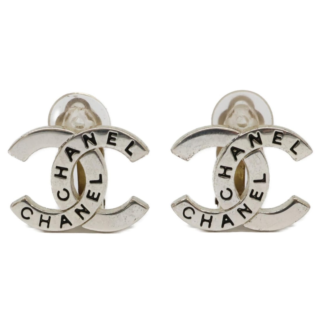CHANEL 98A Coco Mark Logo Earrings, Silver, Women's (1 of 13)