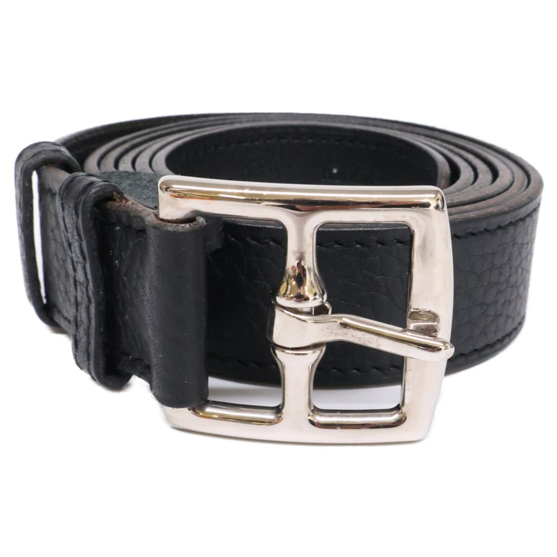 HERMES Etrivière Taurillon Clemence Leather Belt in Black with Silver Hardware and J Stamp (1 of 20)