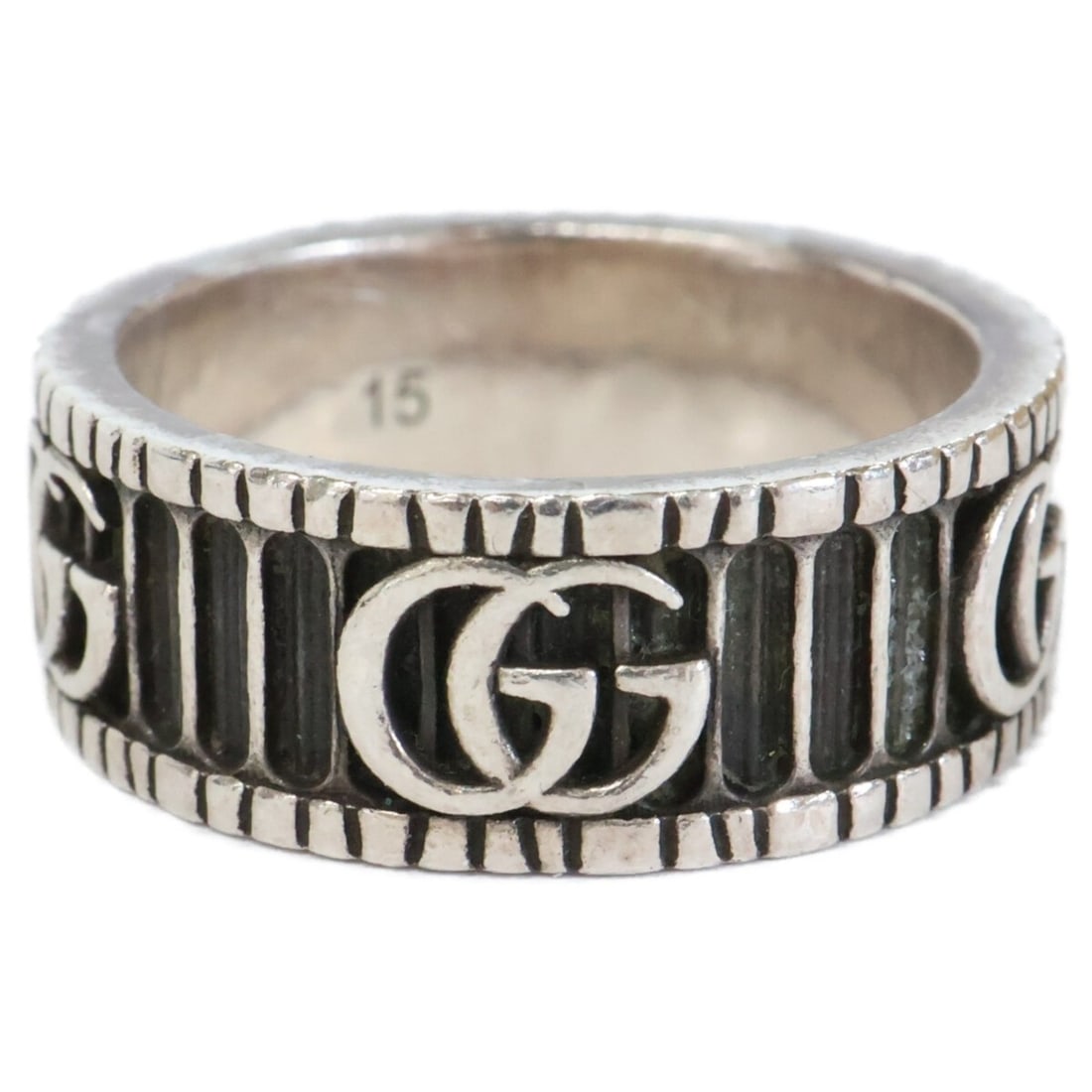 GUCCI Gucci Double G Wide Ring, Size 15, Silver, 925 Auburn (1 of 20)