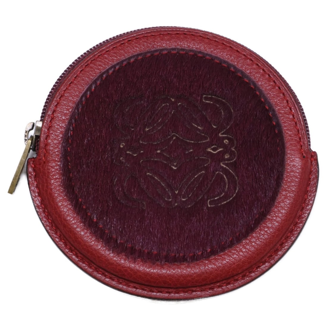 LOEWE Anagram Harako Leather Wallet/Coin Case, Wine Red, Women's: --- Catalog ---Category: SizeSize (HxWxD): 9.5cm x 9.5cm x 1cm / 3.74'' x 3.74'' x 0.39''Category: DesignType: Coin purse/coin caseColor: Red color, WineGender: WomenMaterial: Leather Leather/Fur Type