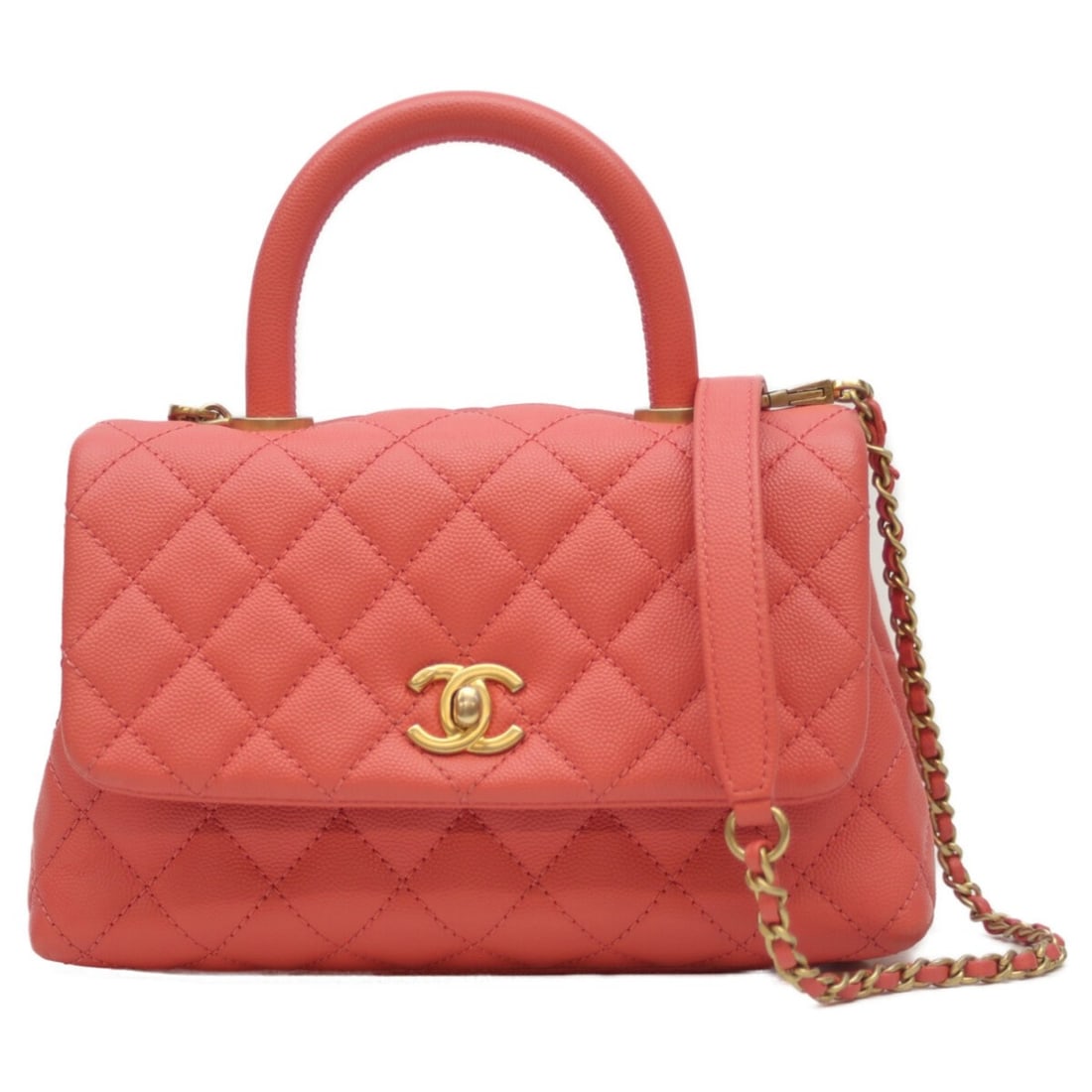 CHANEL No. 27 A92990 Pink Caviar Coco Handle XS Size 24 Shoulder Bag with G Hardware, Pink, GD: --- Catalog ---Category: SizeSize (HxWxD): 15cm x 23cm x 9cm / 5.9'' x 9.05'' x 3.54''Category: DesignType: Shoulder bagColor: PinkGender: WomenMaterial: Grained Calfskin Category: GeneralBrand: Chane