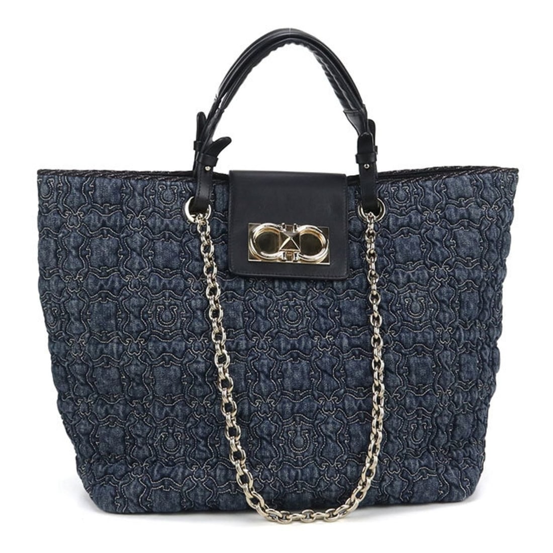 Salvatore Ferragamo FERRAGAMO Ferragamo Tote Bag 21 0960 2WAY Women's Navy: --- Catalog ---Category: SizeSize (HxWxD): 28cm x 33cm x 16cm / 11.02'' x 12.99'' x 6.29''Category: DesignType: Tote bagColor: NavyGender: WomenMaterial: Denim Hardware Color: GoldCategory: GeneralBra