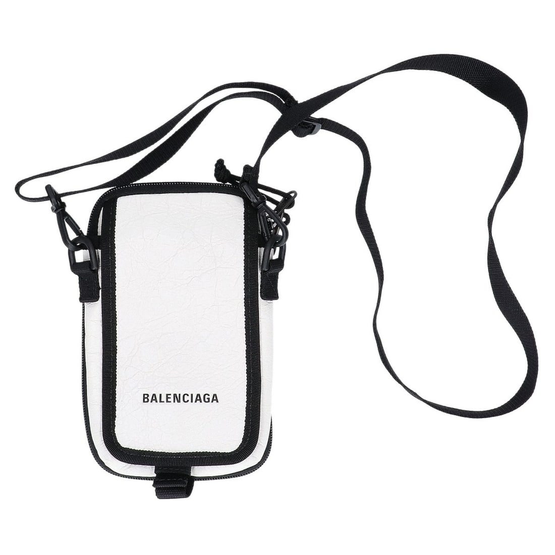 BALENCIAGA Explorer Shoulder Travel Wallet Bag (593329) Leather Pouch in White for Men: --- Catalog ---Category: SizeSize (HxWxD): 20cm x 12cm x 4cm / 7.87'' x 4.72'' x 1.57''Category: DesignType: Pouch, Shoulder bagColor: WhiteGender: MenMaterial: Leather Leather/Fur Type: LambskinCateg