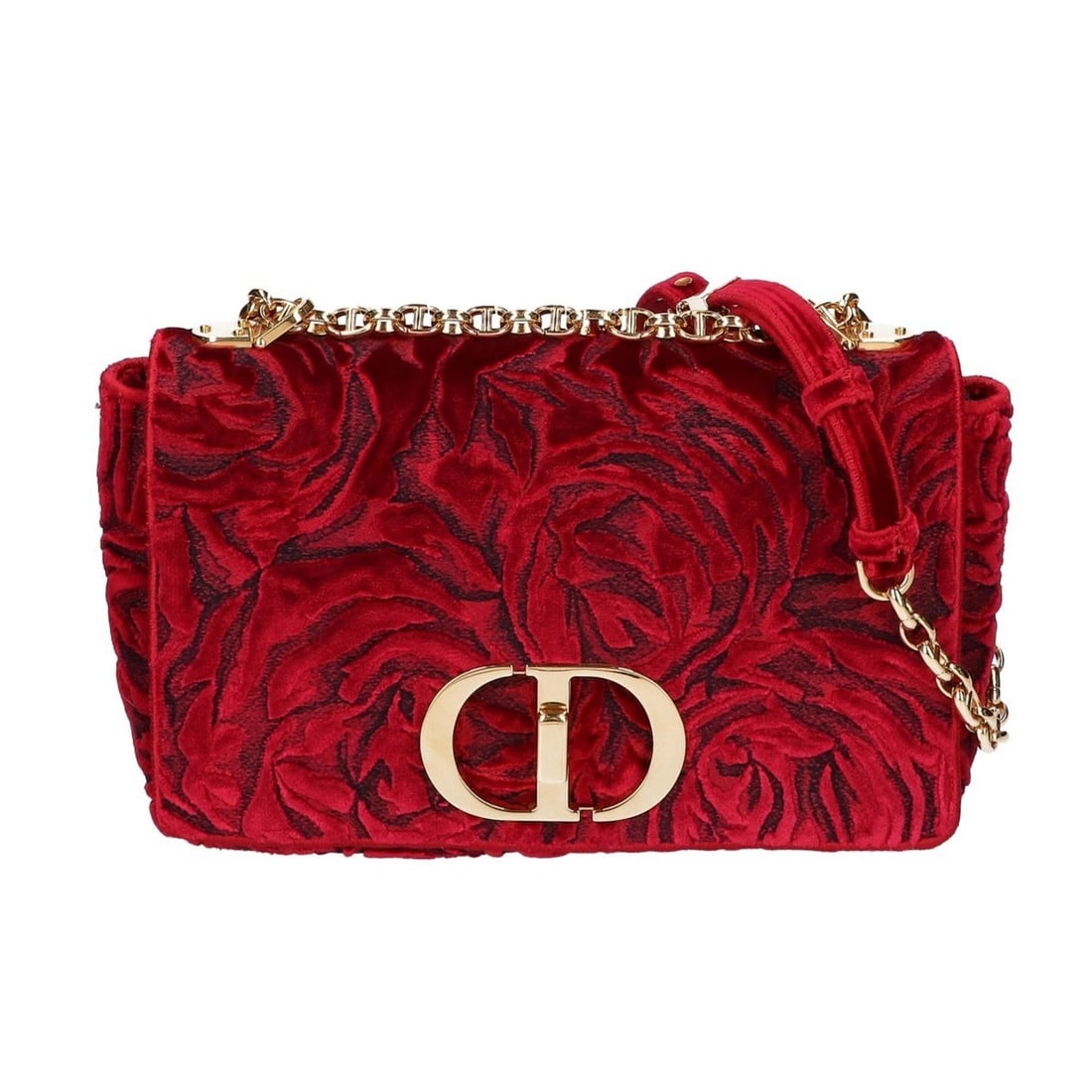 Christian Dior DIOR Velvet Montaigne Rose Chain Shoulder Bag, Red, Women's: --- Catalog ---Category: SizeSize (HxWxD): 17cm x 26cm x 8cm / 6.69'' x 10.23'' x 3.14''Category: DesignType: Shoulder bagColor: Red colorGender: WomenMaterial: Leather Leather/Fur Type: VelourCategor