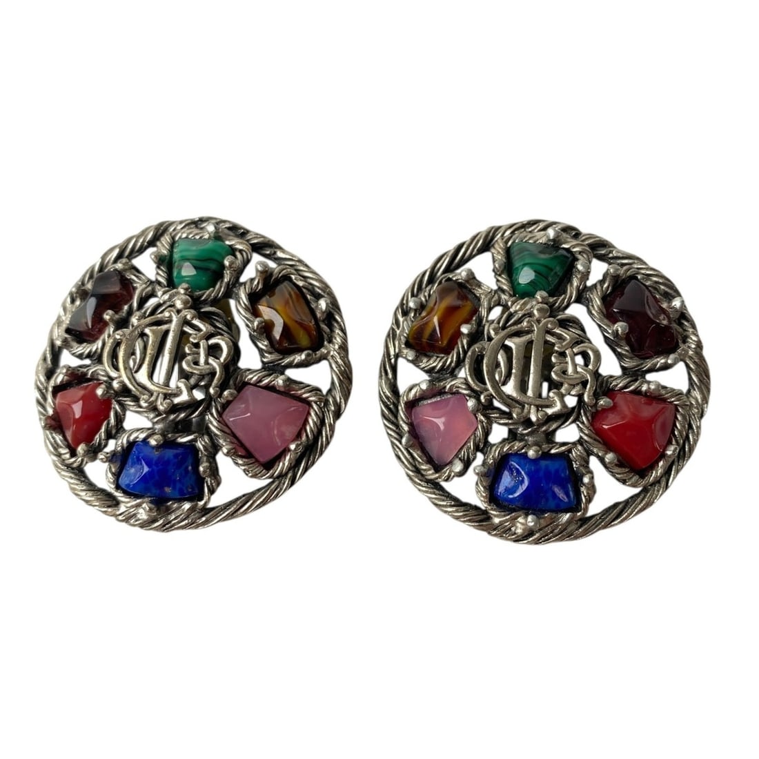Christian Dior Women's Vintage Color Stone Earrings: --- Catalog ---Category: SizeSize (HxWxD): 50.00mm x 50.00mm / 1.97'' x 1.97''Category: DesignType: Clip earringsColor: Multi-colorStone: Color stoneGender: WomenCategory: GeneralBrand: Christian Dior