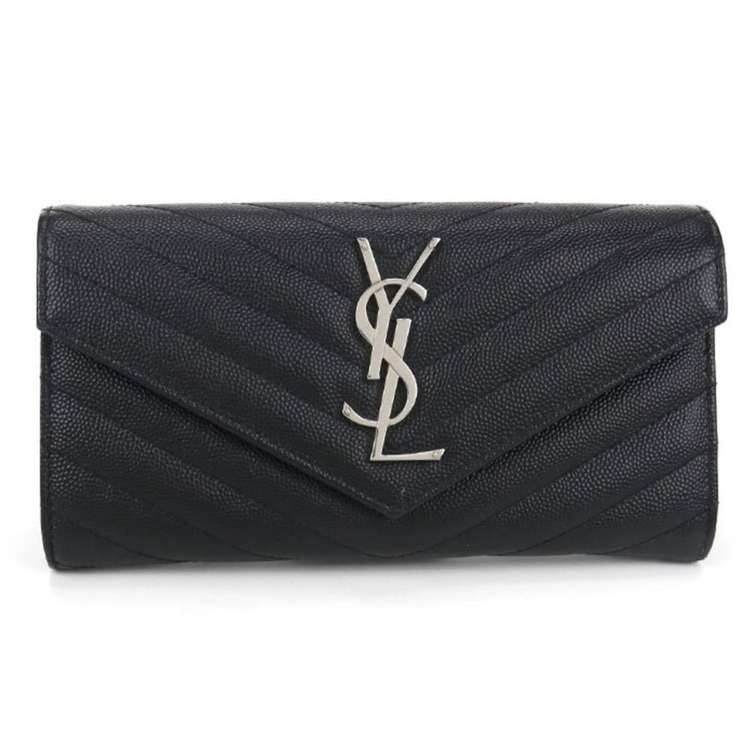 SAINT LAURENT Saint Laurent Bifold Long Wallet 372264 Large Flap Monogram Women's Black (1 of 13)