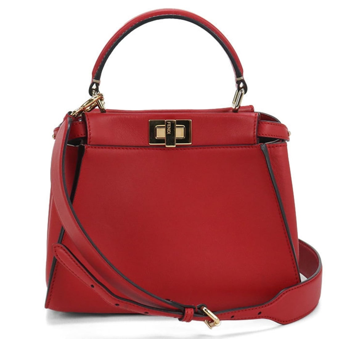 FENDI Selleria Mini Peekaboo 2-Way Handbag 8BN244 Women's Red: --- Catalog ---Category: SizeSize (HxWxD): 19cm x 23.5cm x 11cm / 7.48'' x 9.25'' x 4.33''Category: DesignType: HandbagColor: Red colorGender: WomenMaterial: Leather Hardware Color: GoldCategory: Gene