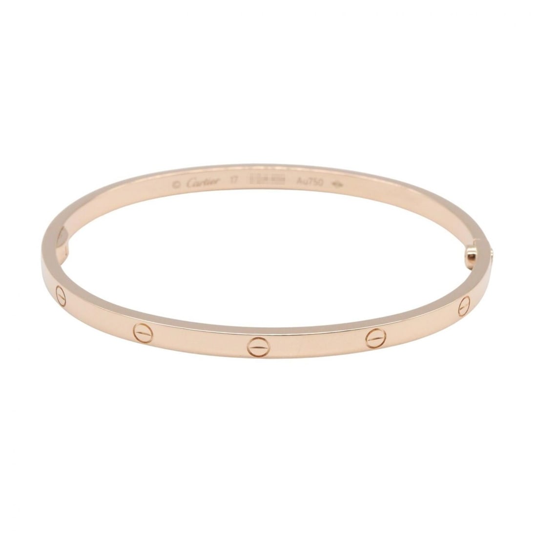 Cartier Love Bracelet Small in 18KPG (Pink Gold) for Women, B6079017: --- Catalog ---Category: DesignType: BangleColor: Pink goldGender: WomenMaterial: Pink gold (18K)Category: GeneralBrand: Cartier--- Item List ---Section: ConditionRanking: Rank SA Used - Hardly any tr