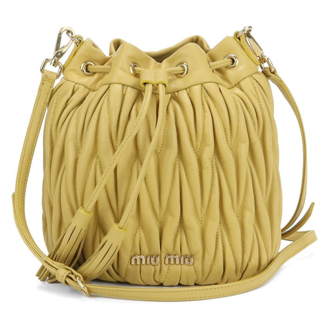 Miu Miu MIU Outlet Crossbody Shoulder Bag 5BE014 Matelasse Women's Yellow (1 of 10)