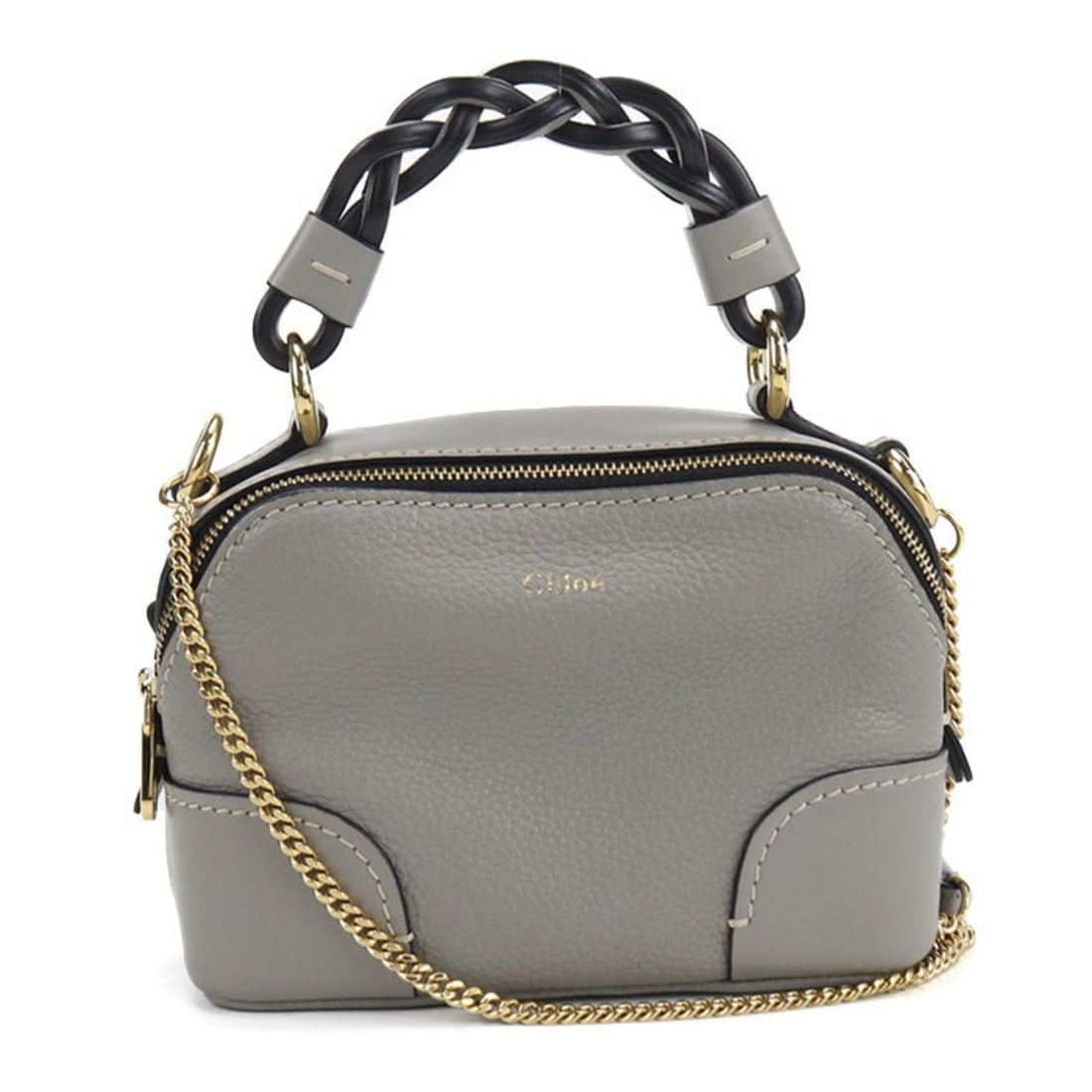 Chloé Chloe Dahlia 2-Way Handbag, Women's, Gray: --- Catalog ---Category: SizeSize (HxWxD): 12cm x 17cm x 8cm / 4.72'' x 6.69'' x 3.14''Category: DesignType: HandbagColor: GrayGender: WomenMaterial: Leather Inner Pocket: Open pocket 1Hardware Color: