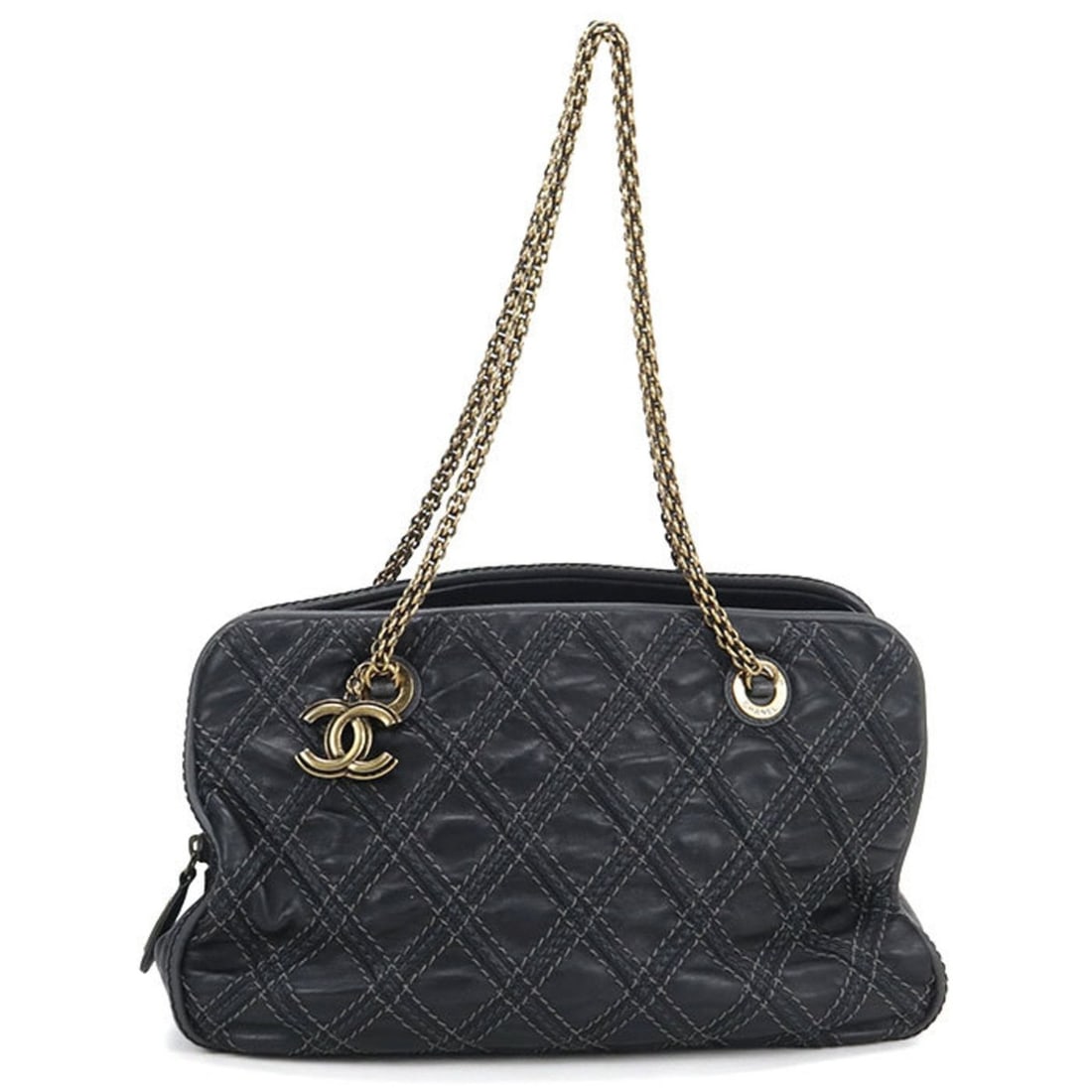 CHANEL Tote Bag Chain Women's Gray: --- Catalog ---Category: SizeSize (HxWxD): 20.5cm x 32cm x 12cm / 8.07'' x 12.59'' x 4.72''Category: DesignType: Tote bagColor: GrayGender: WomenMaterial: Leather Inner Pocket: Zipper pocket 1Hardware
