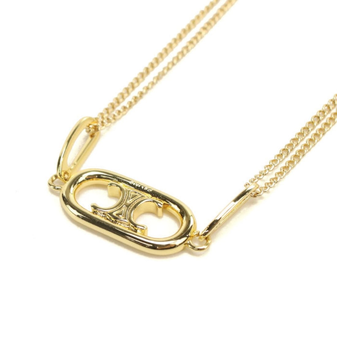 CELINE Necklace 46S896BRA Maillon Women's Gold: --- Catalog ---Category: SizePendant Size: 12mm x 22mm / 0.47'' x 0.86''Neck Circumference: 42 cm / 16.53''Category: DesignColor: GoldGender: WomenSeason: Spring/summerMaterial: MetalNecklace Type: Ne