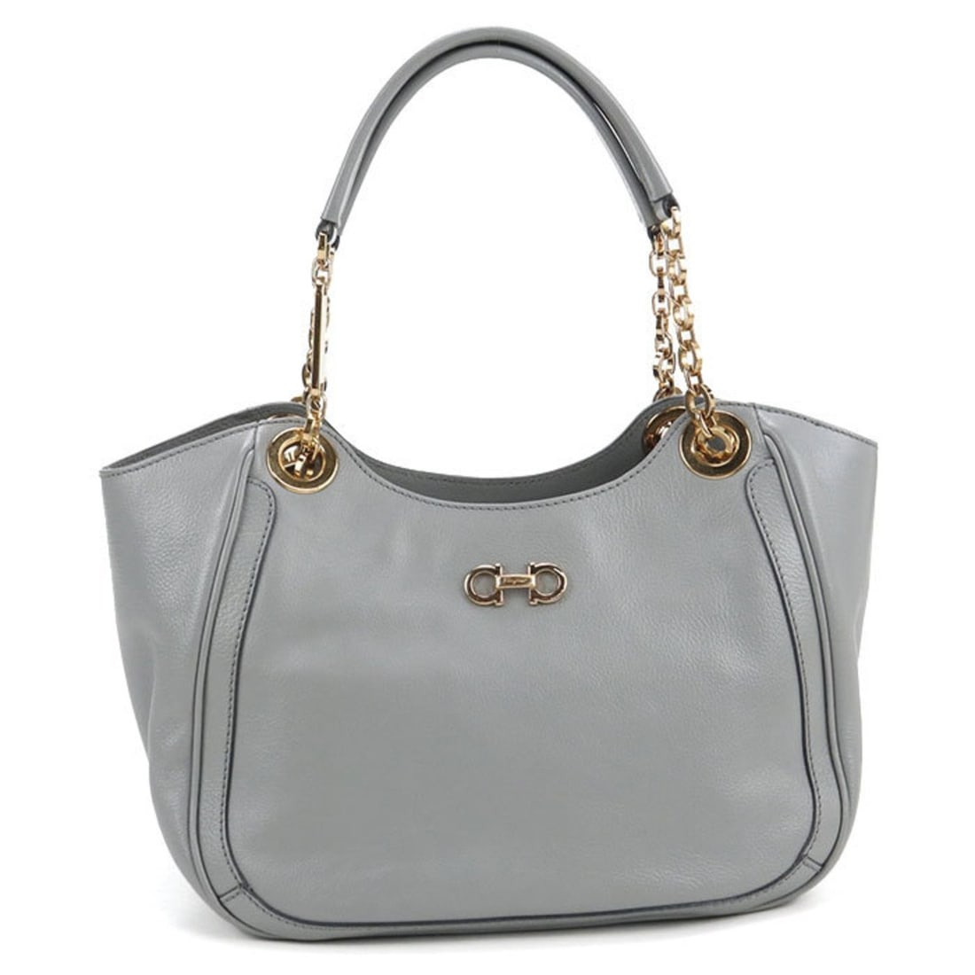 Salvatore Ferragamo FERRAGAMO Ferragamo Handbag 21 B992 Chain Gancini Women's Gray: --- Catalog ---Category: SizeSize (HxWxD): 17cm x 23cm x 12cm / 6.69'' x 9.05'' x 4.72''Category: DesignType: HandbagColor: GrayGender: WomenMaterial: Leather Inner Pocket: Zipper pocket 2, Open pocke