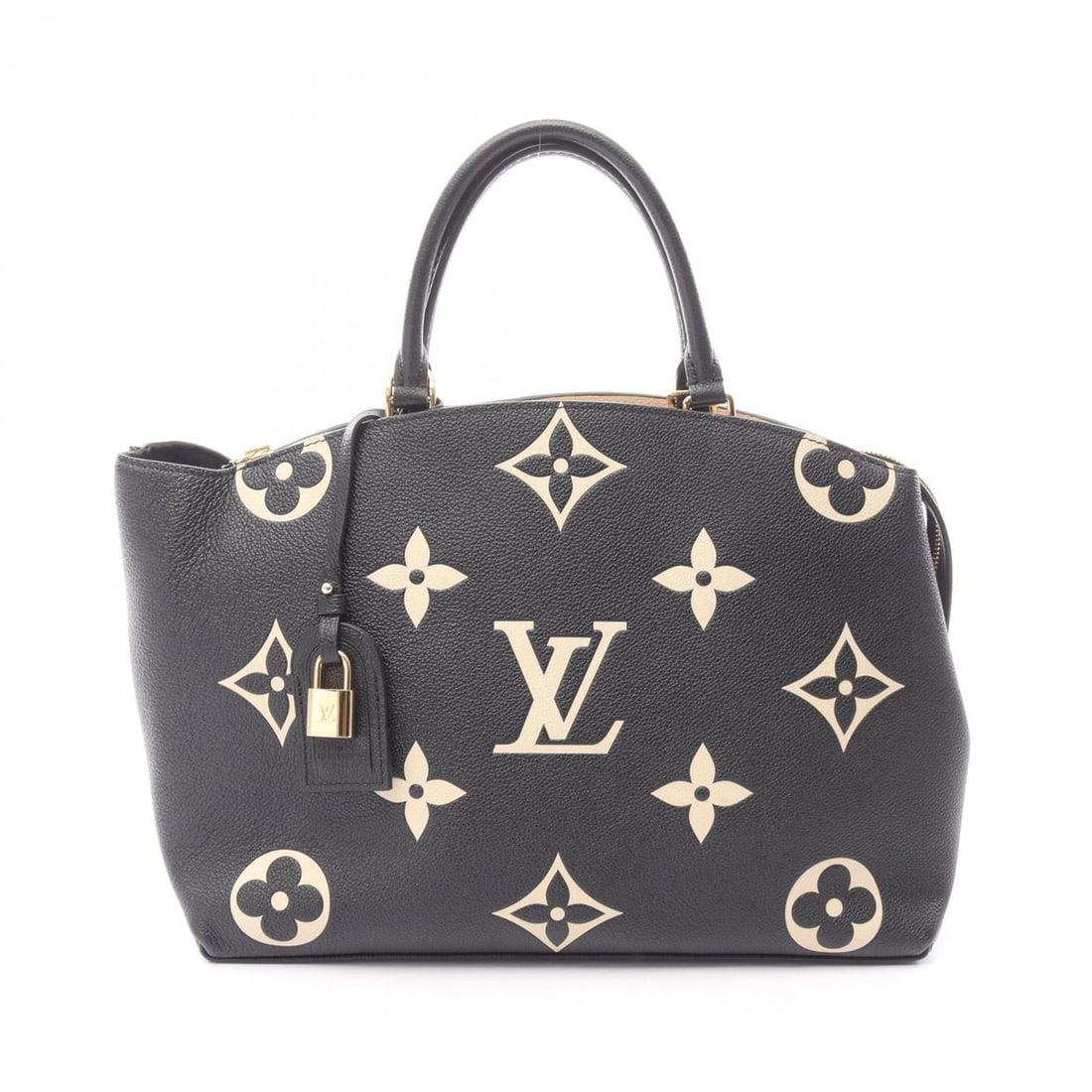Louis Vuitton Grand Palais MM Two-Tone Handbag, Monogram Empreinte Leather, Women's, Black/Beige,: --- Catalog ---Category: SizeSize (HxWxD): 26cm x 34cm x 16cm / 10.23'' x 13.38'' x 6.29''Category: DesignType: HandbagColor: Beige, BlackGender: WomenMaterial: Monogram Empreinte Category: GeneralMPN