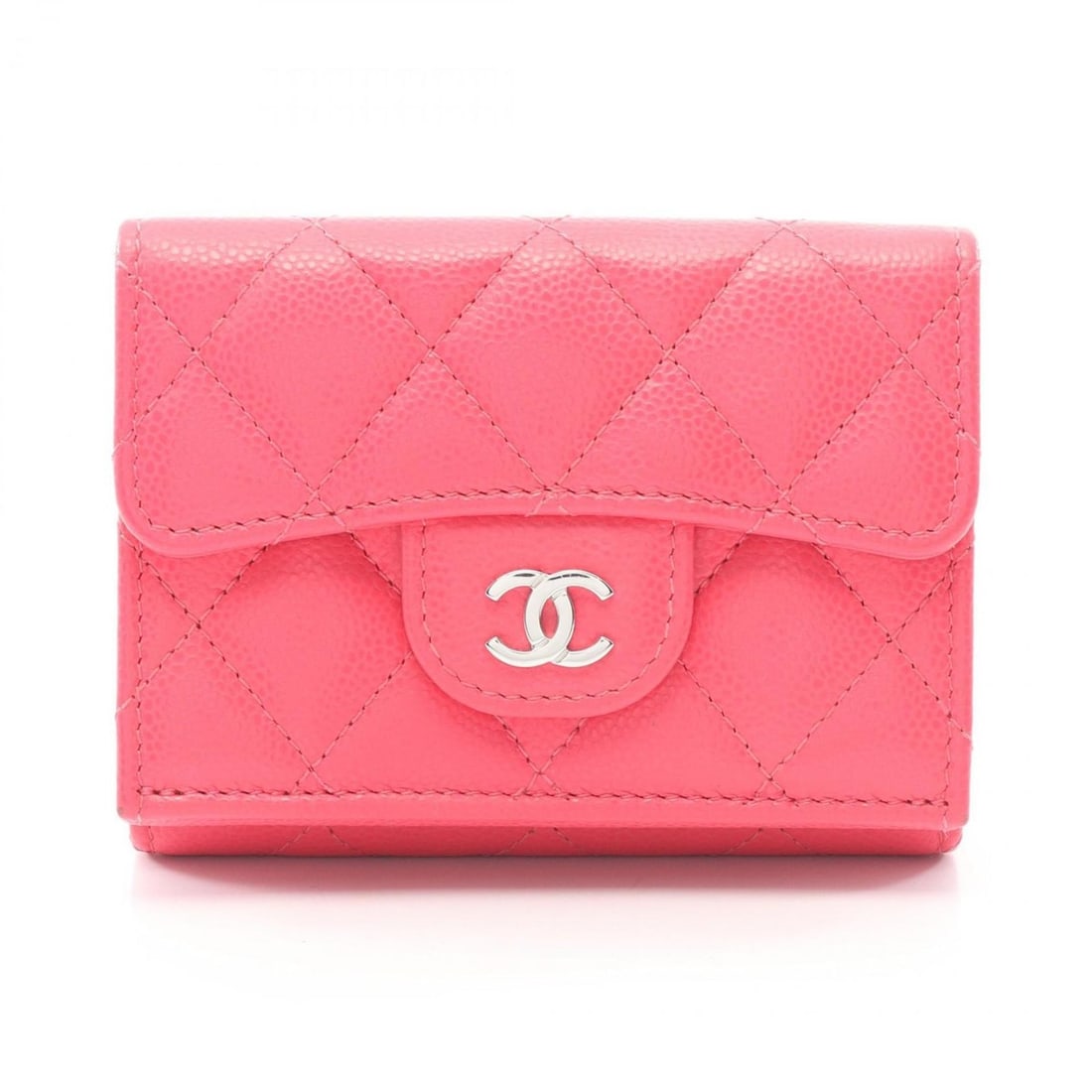 CHANEL Classic Small Flap Wallet Matelasse Trifold in Calfskin Leather, Women's, Pink, AP0230: --- Catalog ---Category: SizeSize (HxWxD): 7.5cm x 10.5cm x 3cm / 2.95'' x 4.13'' x 1.18''Category: DesignType: Wallet (tri-fold)Color: PinkGender: WomenMaterial: Leather Leather/Fur Type: CalfskinCat