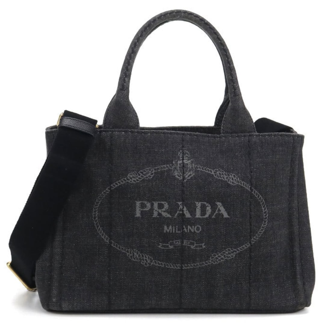 PRADA Prada 2-Way Canapa Tote Bag, Women's, Black: --- Catalog ---Category: SizeSize (HxWxD): 19cm x 29cm x 15cm / 7.48'' x 11.41'' x 5.9''Category: DesignType: Tote bagColor: BlackGender: WomenMaterial: Denim Category: GeneralBrand: PradaCountry of O