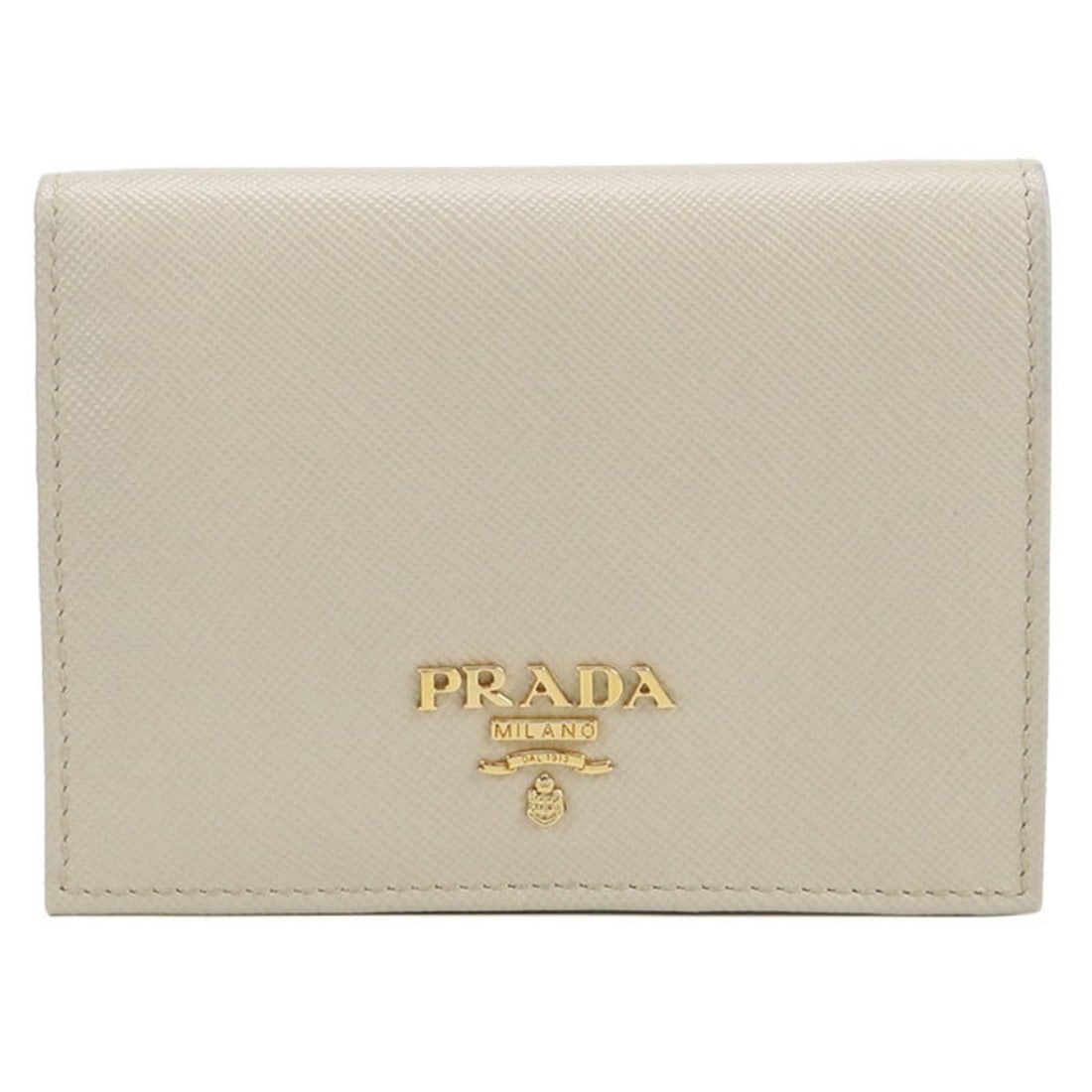 PRADA Prada Saffiano Triangle Bifold Wallet 1MV204 Women's Ivory (1 of 11)