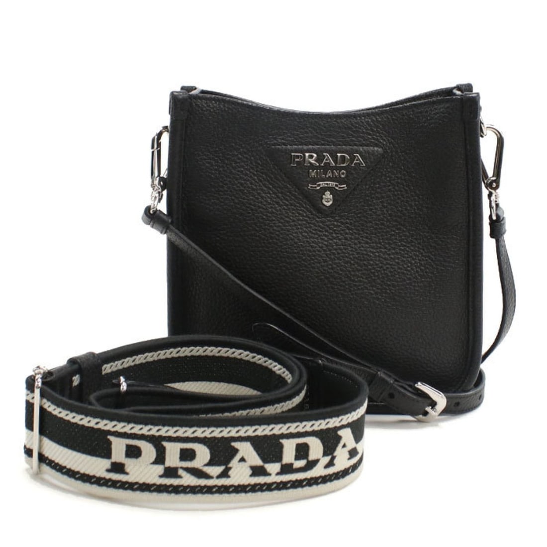 PRADA Mini Vitello Dino Soft Leather Shoulder Bag, Black, 1BH191 2DKV F0002: --- Catalog ---Category: SizeSize (HxWxD): 18cm x 18cm x 6cm / 7.08'' x 7.08'' x 2.36''Category: DesignType: Shoulder bagColor: BlackGender: WomenMaterial: Leather Category: GeneralMPN: 1BH191 2DKV F0