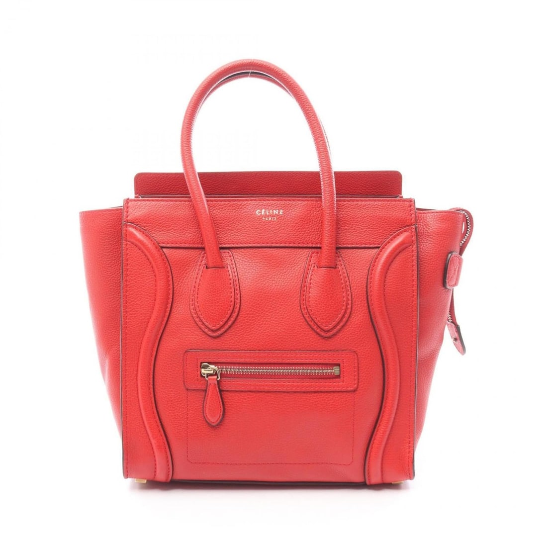 Celine Luggage Micro Shopper Tote Bag, Leather, Women's, Red, S-PA-1121 (1 of 20)