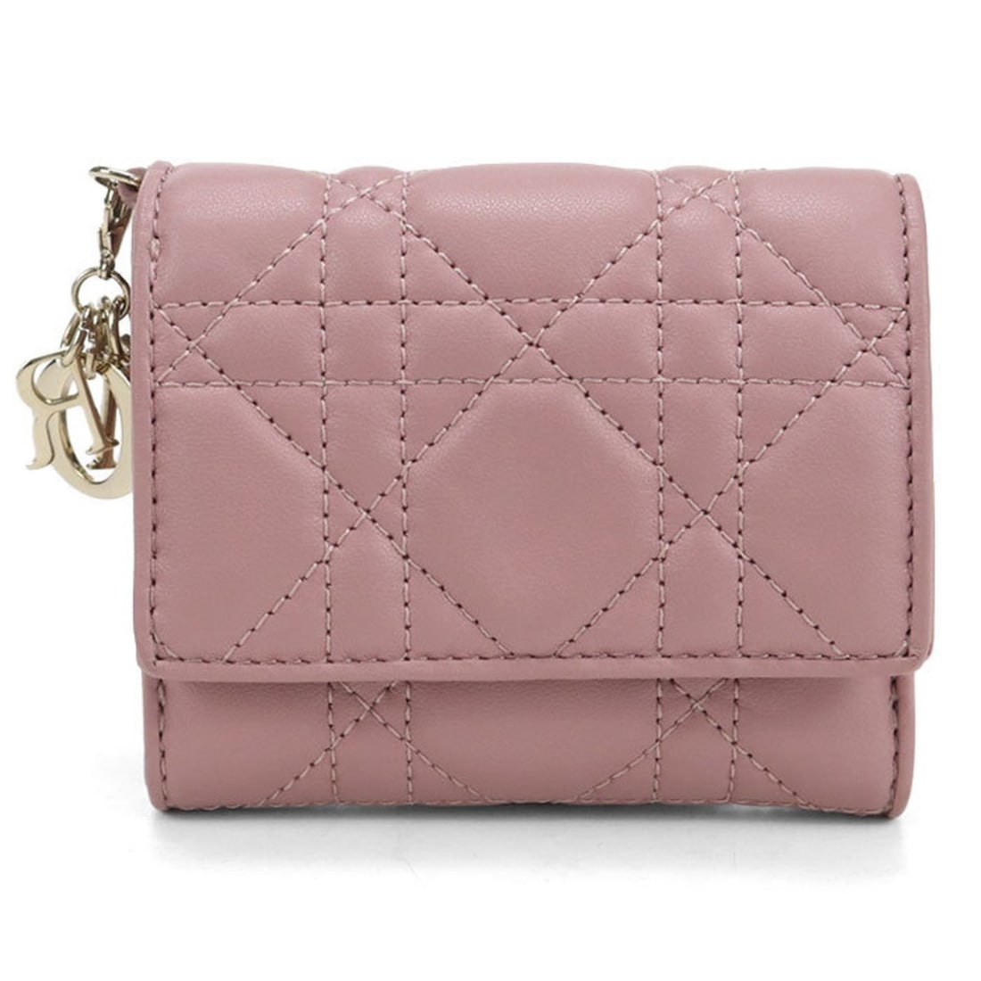 Christian Dior DIOR Lady Dior Lotus Tri-fold Wallet S0181ONMJ, Pink: --- Catalog ---Category: SizeSize (HxWxD): 8.5cm x 10cm x 3cm / 3.34'' x 3.93'' x 1.18''Category: DesignType: Middle wallet (tri-fold)Color: PinkGender: WomenMaterial: Leather Leather/Fur Type: Lambsk