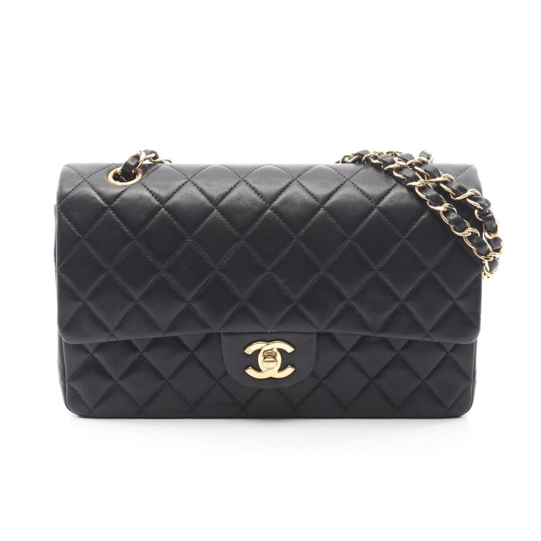 CHANEL Matelasse Double Flap Shoulder Bag/Handbag in Lambskin Leather, Black (1 of 13)