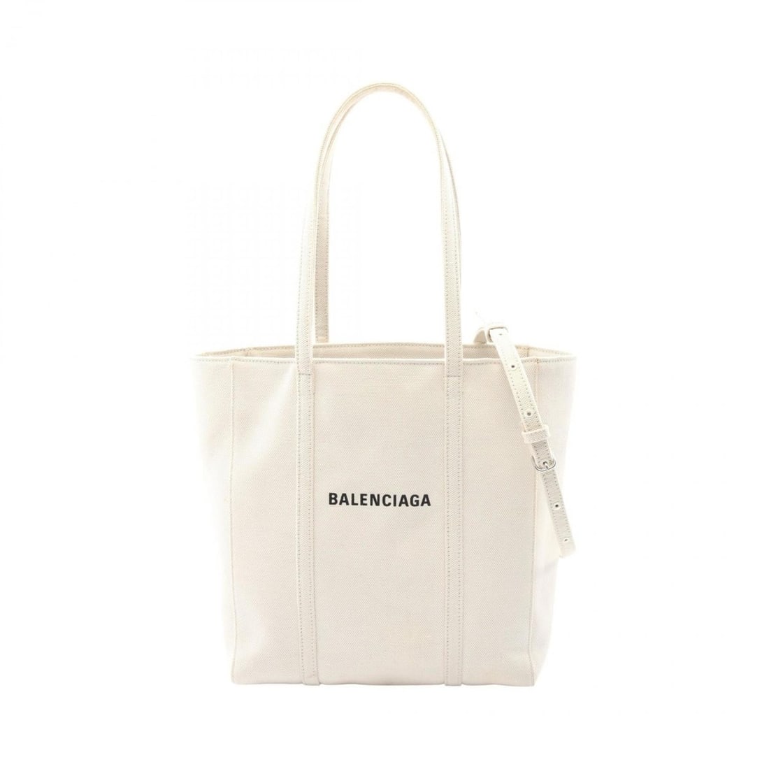 Balenciaga Everyday Tote XS, a women's canvas handbag in ivory (551810).: --- Catalog ---Category: SizeSize (HxWxD): 27cm x 25cm x 12cm / 10.62'' x 9.84'' x 4.72''Category: DesignType: Handbag, Tote bagColor: IvoryStyle: EverydayGender: WomenMaterial: Canvas Category: Gener