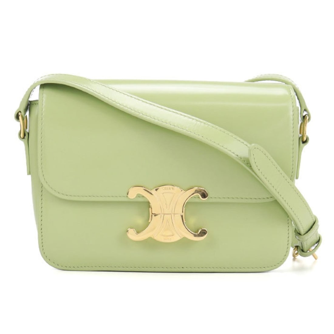 CELINE Teen Triomphe Crossbody Shoulder Bag 188423BF4 Women's Green: --- Catalog ---Category: SizeSize (HxWxD): 13.5cm x 18.5cm x 5.5cm / 5.31'' x 7.28'' x 2.16''Category: DesignType: Shoulder bagColor: GreenGender: WomenMaterial: Leather Hardware Color: GoldLeather/Fu