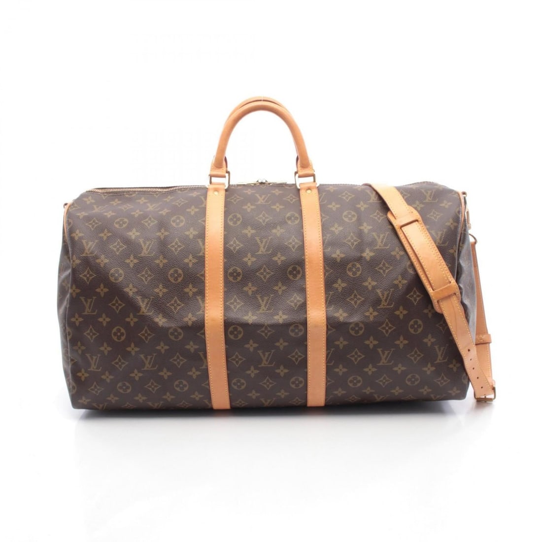 Louis Vuitton Keepall Bandouliere 55 Boston Bag, Handbag, Coated Canvas and Leather, Monogram, Men's: --- Catalog ---Category: SizeSize (HxWxD): 30cm x 56cm x 25cm / 11.81'' x 22.04'' x 9.84''Category: DesignType: Boston bag, HandbagColor: BrownGender: Men,WomenMaterial: Coated canvas , Leather Catego