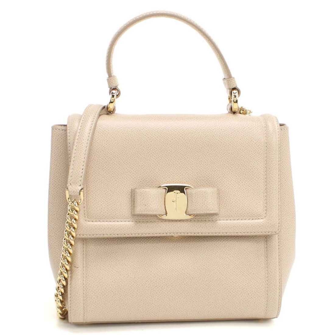 Salvatore Ferragamo FERRAGAMO Ferragamo Handbag 21 G646 2-Way Vara Ribbon Women's Beige (1 of 18)