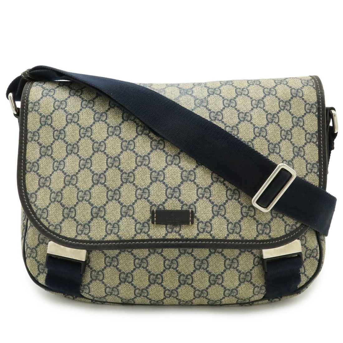 GUCCI GG Supreme Plus Shoulder Bag/Handbag Leather Beige Navy 201732: --- Catalog ---Category: SizeWeight: 710g / 1.56lb.Size (HxWxD): 25cm x 31.5cm x 10cm / 9.84'' x 12.4'' x 3.93''Strap Length: 134cm / 52.75''Category: DesignType: Handbag, Shoulder bagColor: Beige, Na