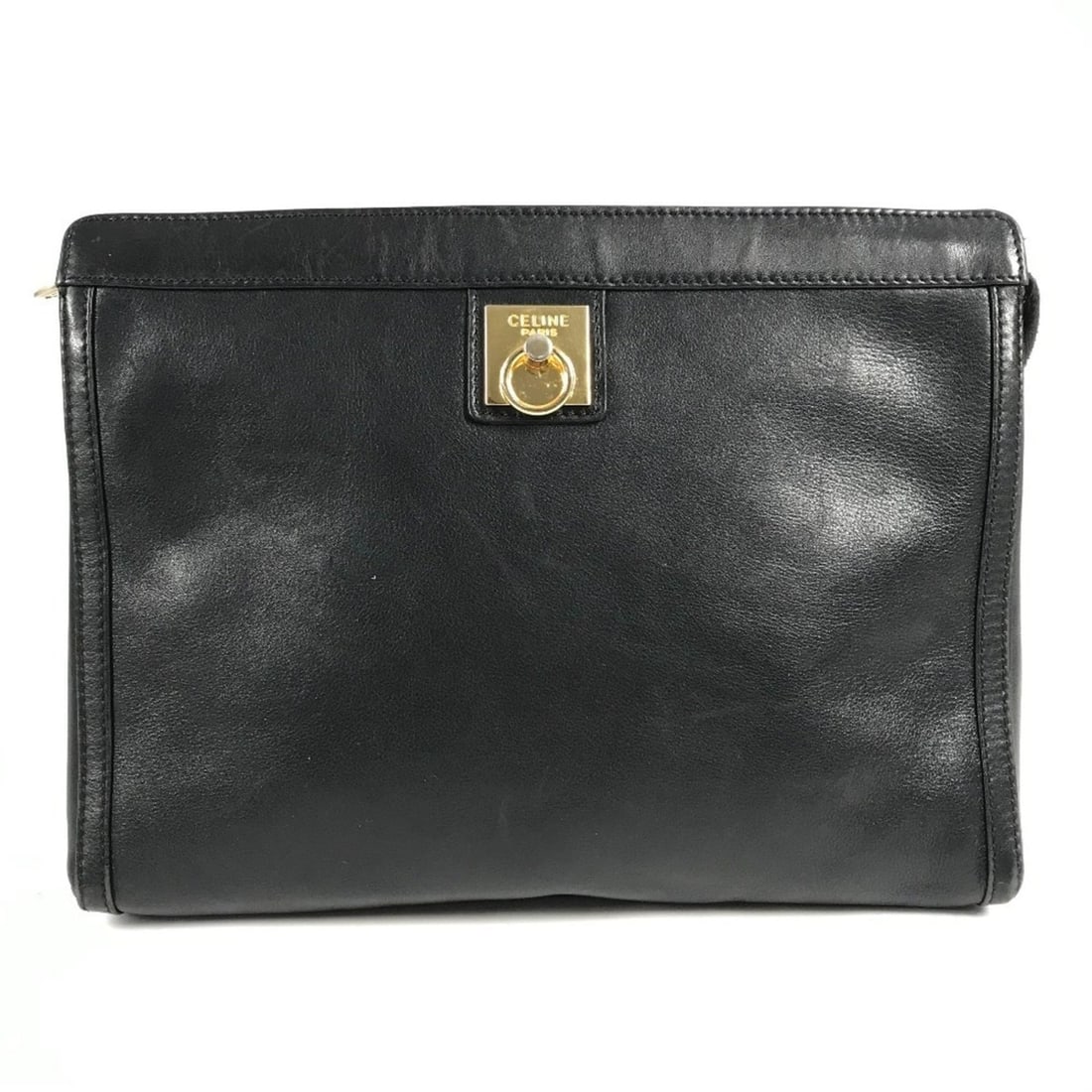 CELINE Vintage Logo Second Bag/Clutch Bag/Pouch/Leather/Black (1 of 15)