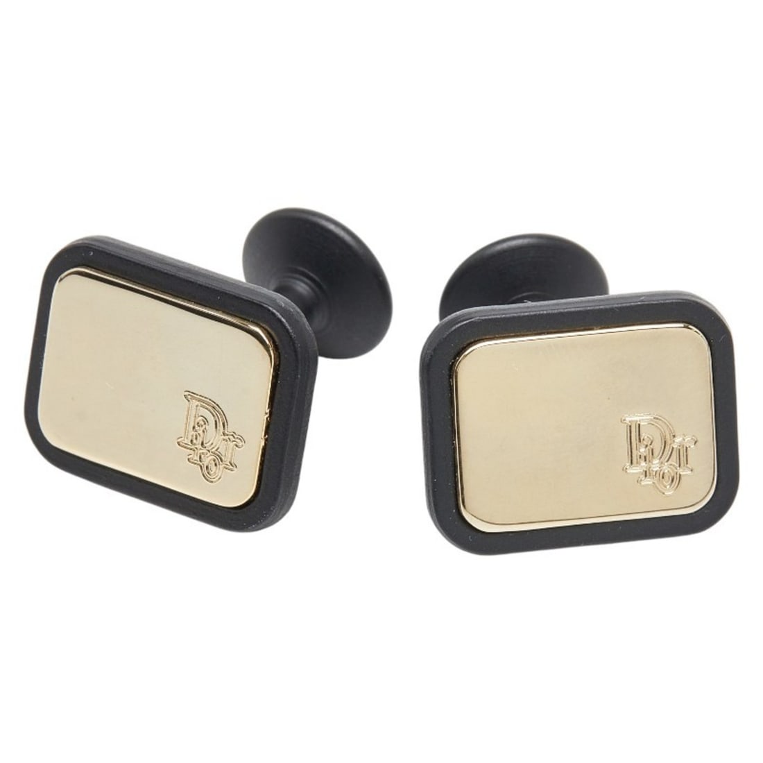 Christian Dior Dior cufflinks, black gold plated, men's: --- Catalog ---Category: SizeSize (HxWxD): 15.50mm x 19.60mm / 0.61'' x 0.77''Category: DesignType: Stud/buttonColor: Black, GoldGender: MenMaterial: Gold platingCategory: GeneralBrand: Christian Dior