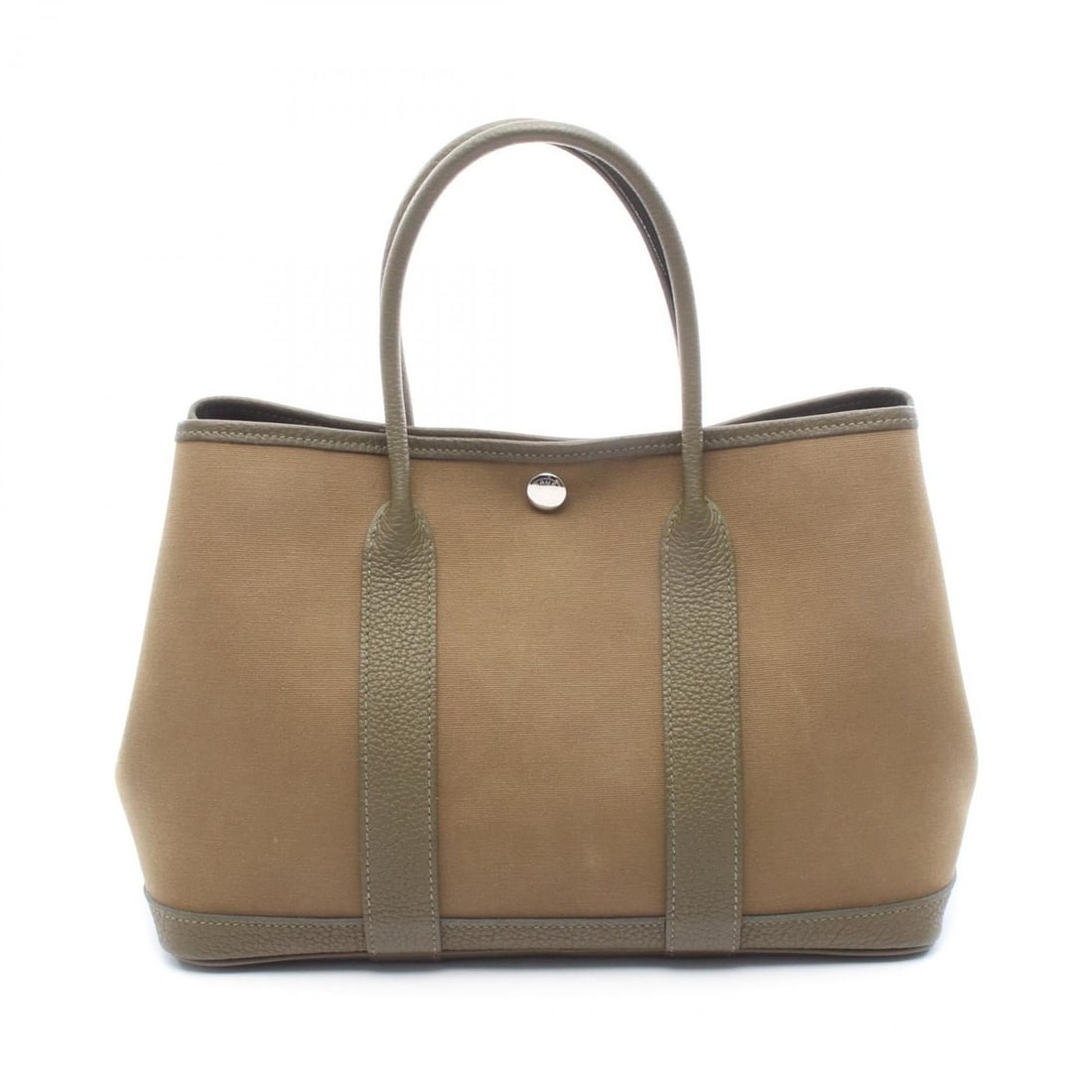 Hermes Hermès Garden Party TPM Tote Bag, Canvas and Leather, Toile Officier Negonda, Women's, Khaki: --- Catalog ---Category: SizeSize (HxWxD): 21cm x 30cm x 14cm / 8.26'' x 11.81'' x 5.51''Category: DesignType: Tote bagColor: KhakiGender: WomenMaterial: Toile officier , Canvas , Leather , Negonda le