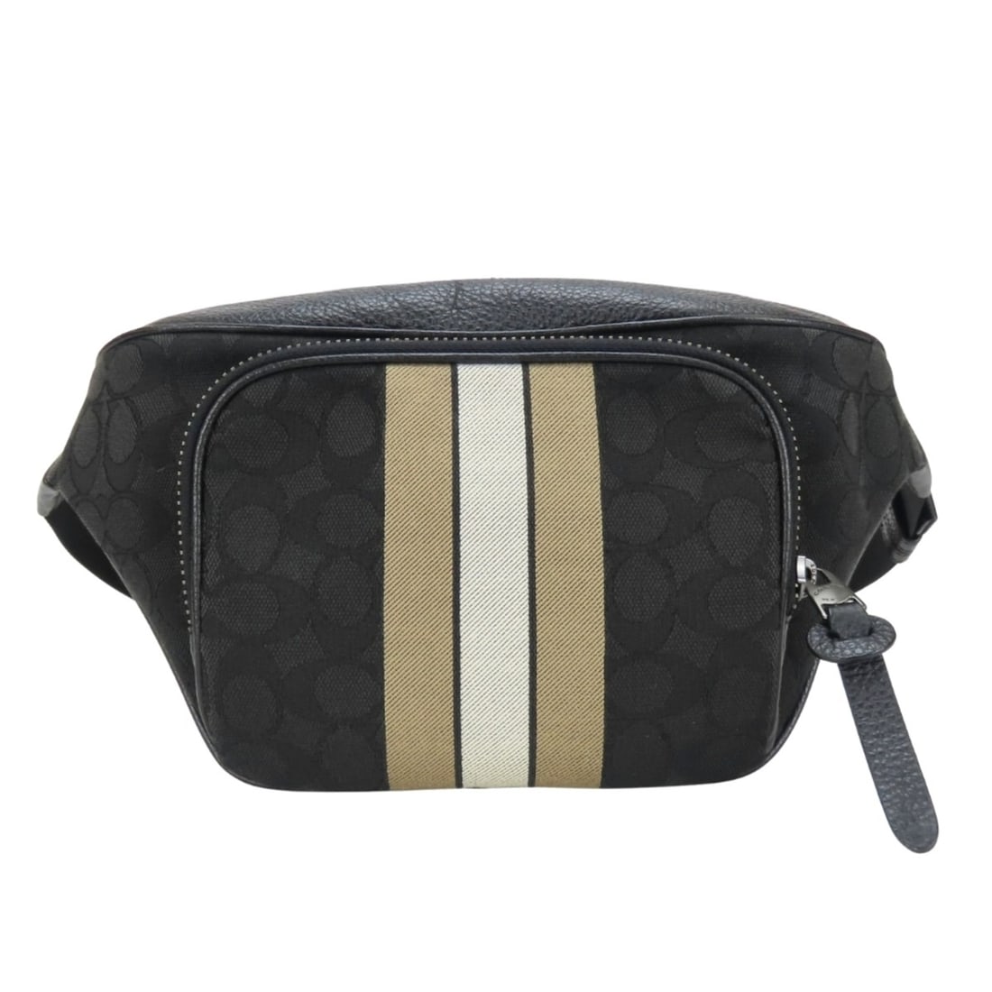 Coach Signature Body Bag C5386 Canvas Leather Black Beige Women's Men's COACH: --- Catalog ---Category: SizeSize (HxWxD): 17.5cm x 30cm x 7cm / 6.88'' x 11.81'' x 2.75''Category: DesignType: Sling bagColor: Beige, BlackGender: Men,WomenMaterial: Signature line , Canvas , Leather