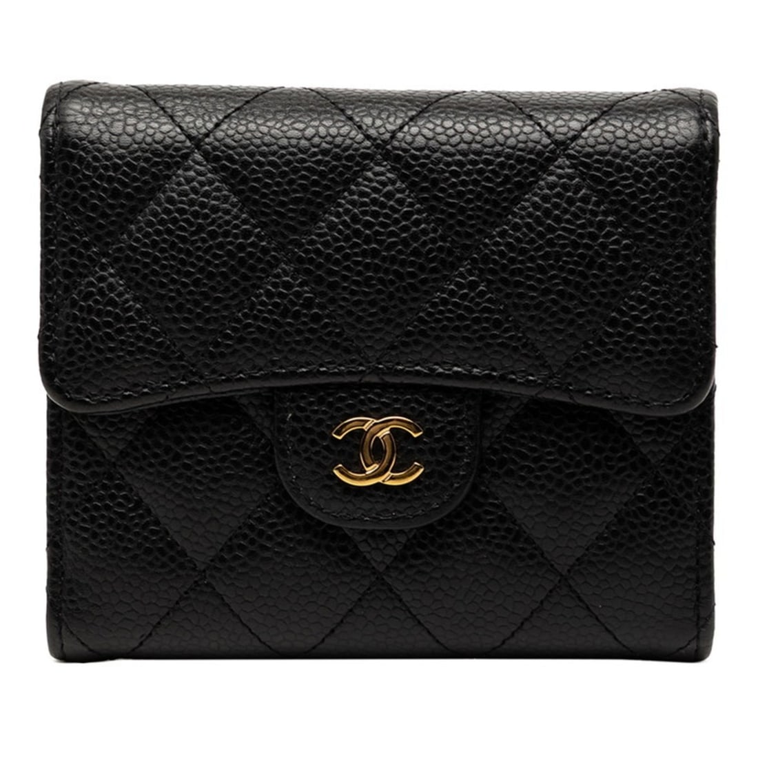 CHANEL Matelasse Coco Mark Tri-fold Wallet in Black Caviar Skin for Women (1 of 18)