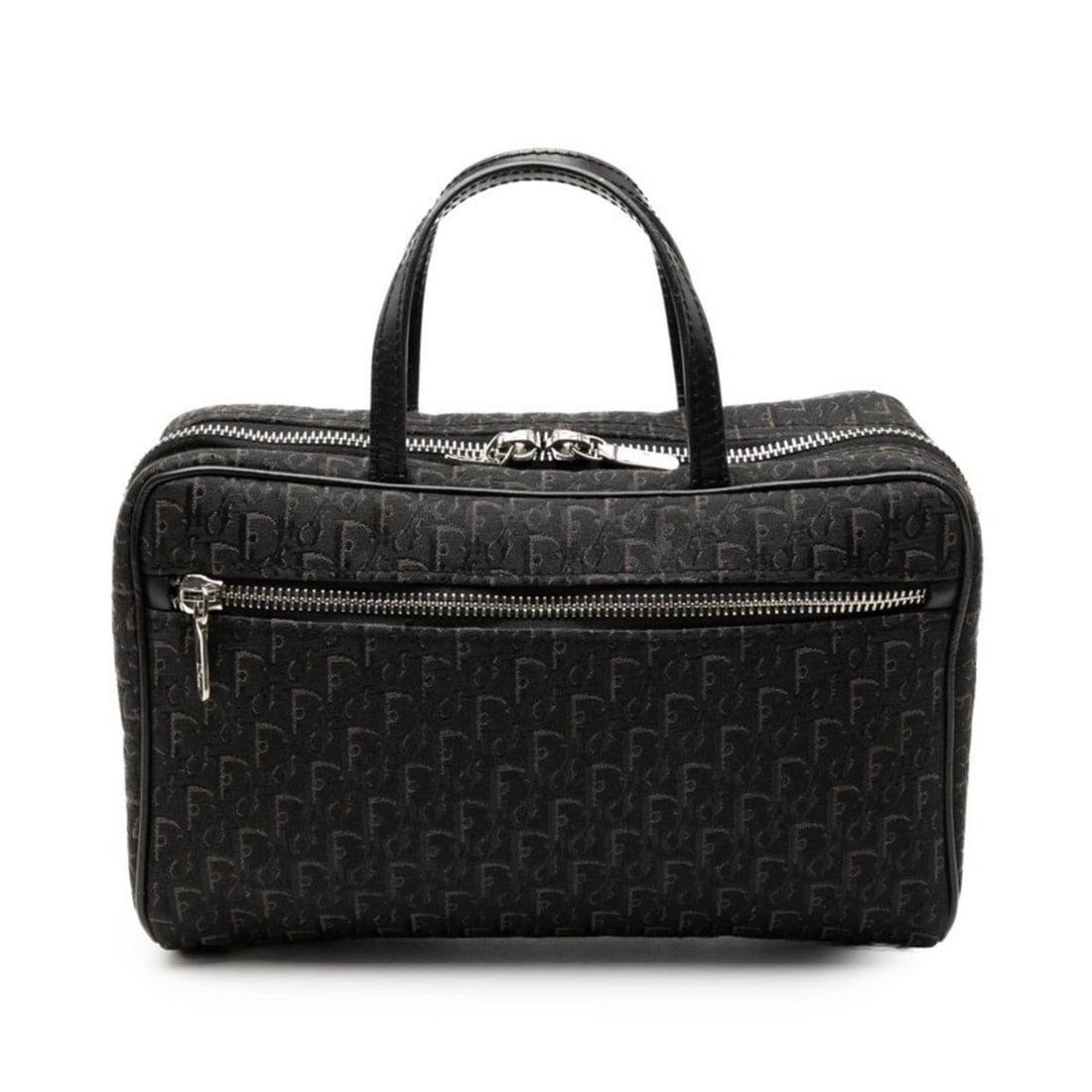 Christian Dior Dior Trotter Mini Handbag with Cosmetic Pouch, Black Canvas and Leather, Women's,: --- Catalog ---Category: SizeSize (HxWxD): 14cm x 23.5cm x 9.5cm / 5.51'' x 9.25'' x 3.74''Category: DesignType: HandbagColor: BlackGender: WomenMaterial: Canvas , Leather Category: GeneralBrand: Chri