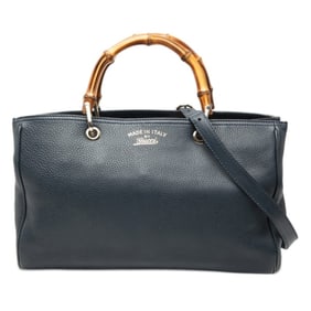 Gucci Bamboo Handbag/Shoulder Bag 2WAY 323660 Blue Leather Women's GUCCI