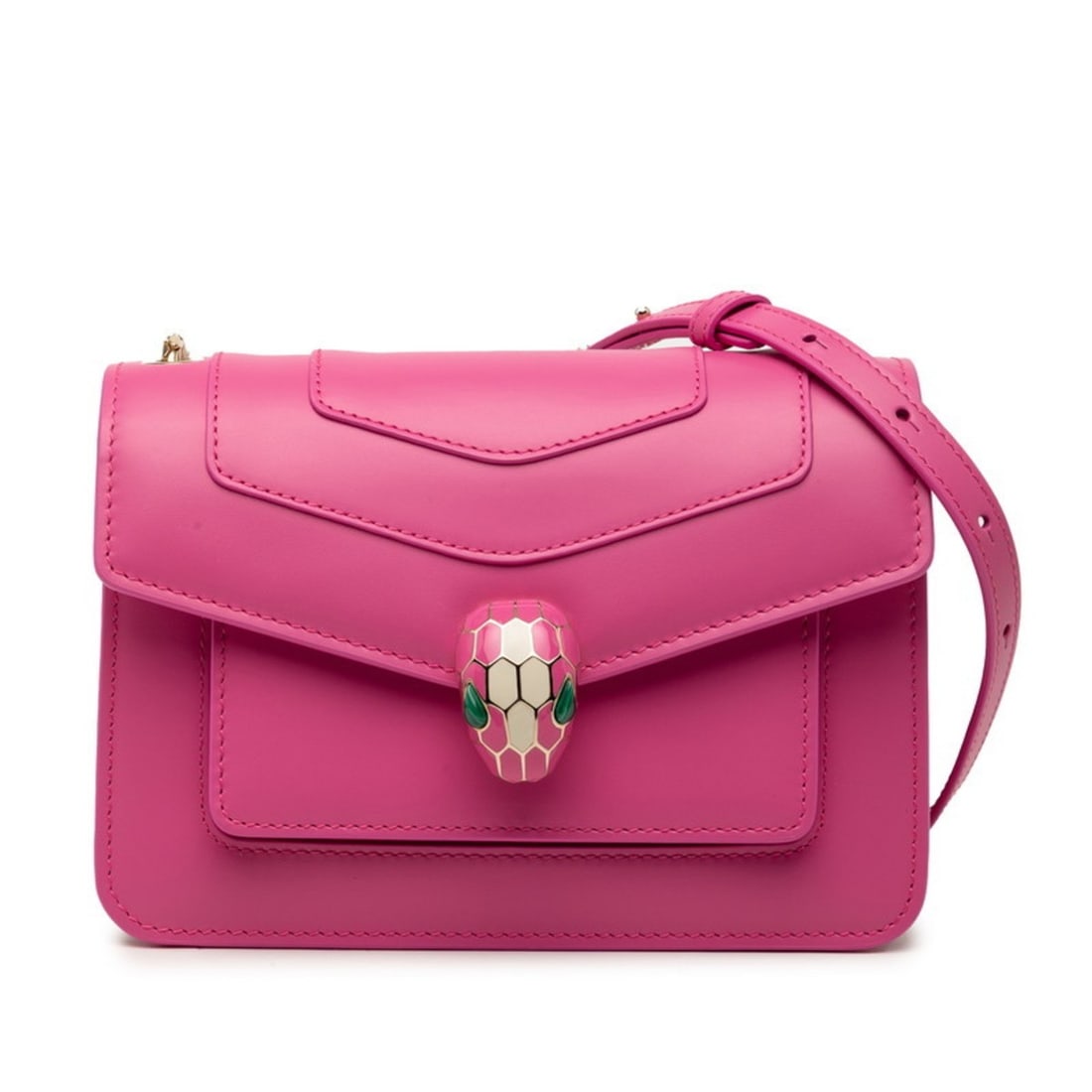 BVLGARI Serpenti Forever Shoulder Bag in Pink Leather for Women: --- Catalog ---Category: SizeSize (HxWxD): 12.5cm x 18.5cm x 7cm / 4.92'' x 7.28'' x 2.75''Category: DesignType: Shoulder bagColor: PinkGender: WomenMaterial: Leather Category: GeneralBrand: Bvlgari--