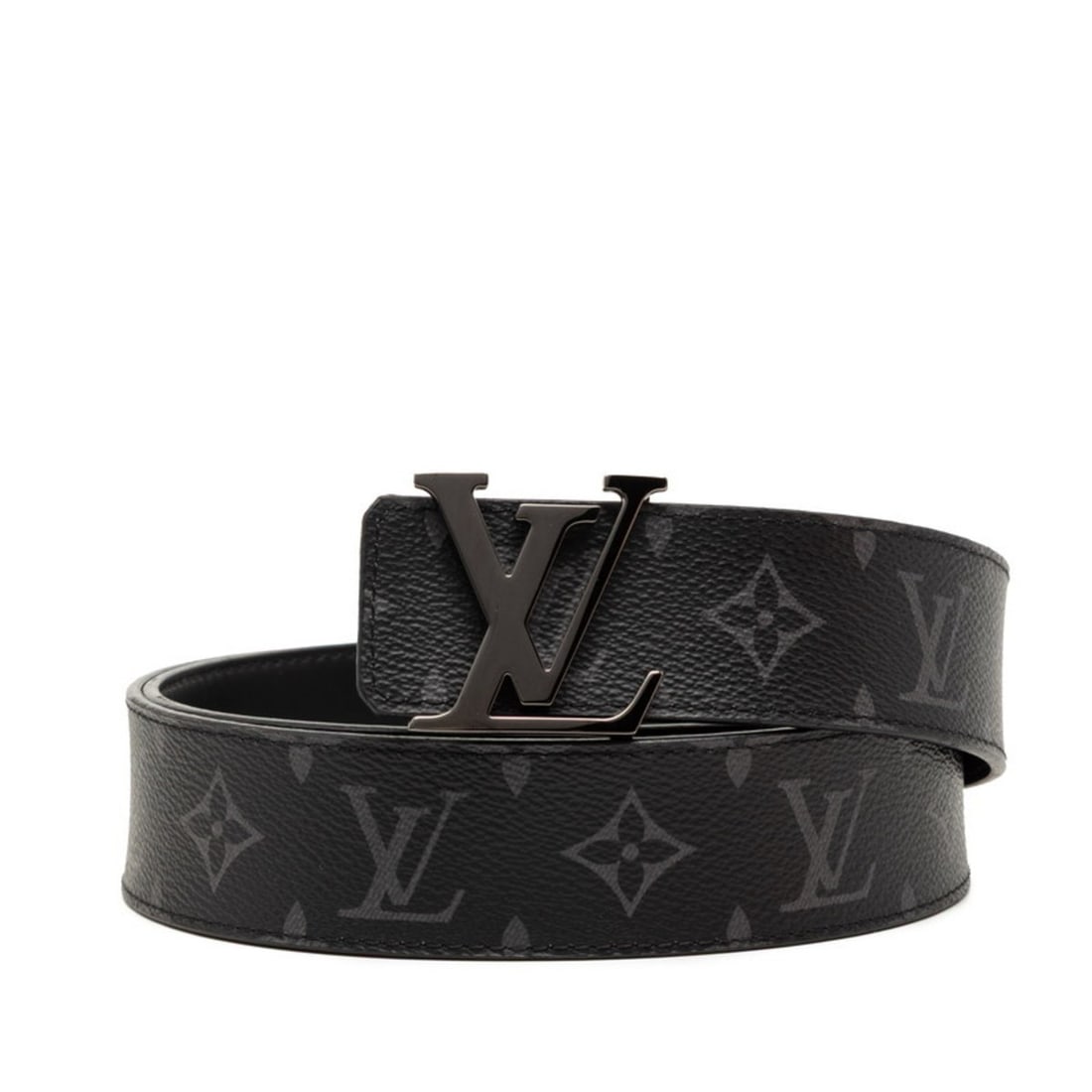 Louis Vuitton Monogram Eclipse Initial Reversible Belt, Size 90/36, Black Leather, M9043, Men's, (1 of 13)