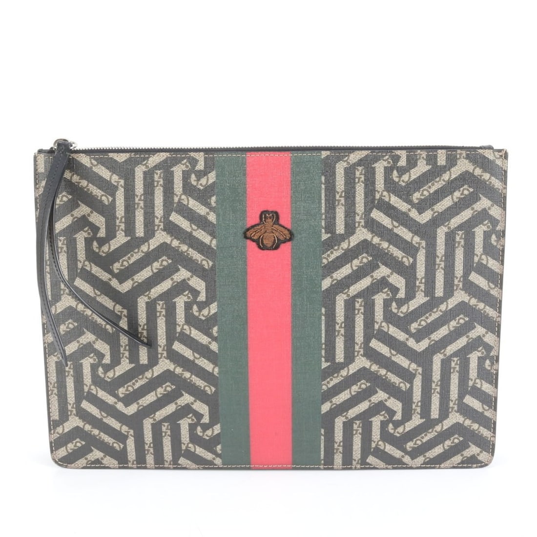 Gucci GG Kaleido Bee 429004 Leather Clutch Bag/Pouch for Men: --- Catalog ---Category: SizeSize (HxWxD): 25cm x 35cm x 4cm / 9.84'' x 13.77'' x 1.57''Category: DesignType: Clutch bag, PouchColor: BlackGender: MenMaterial: Leather , Coated canvas Category: Genera