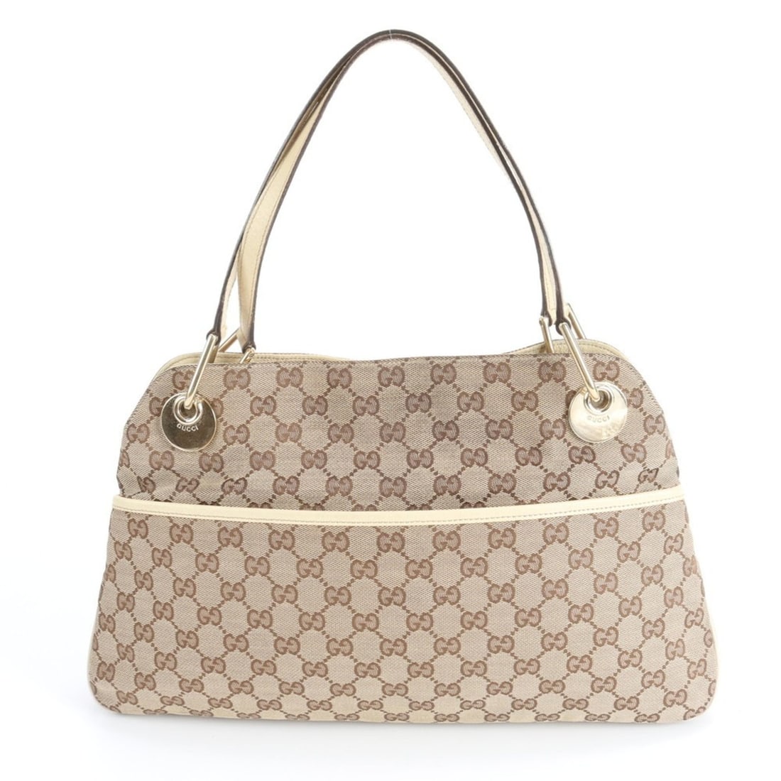 Gucci GG Canvas 121023 Leather Tote Bag Shoulder Handbag Brand Women's (1 of 12)