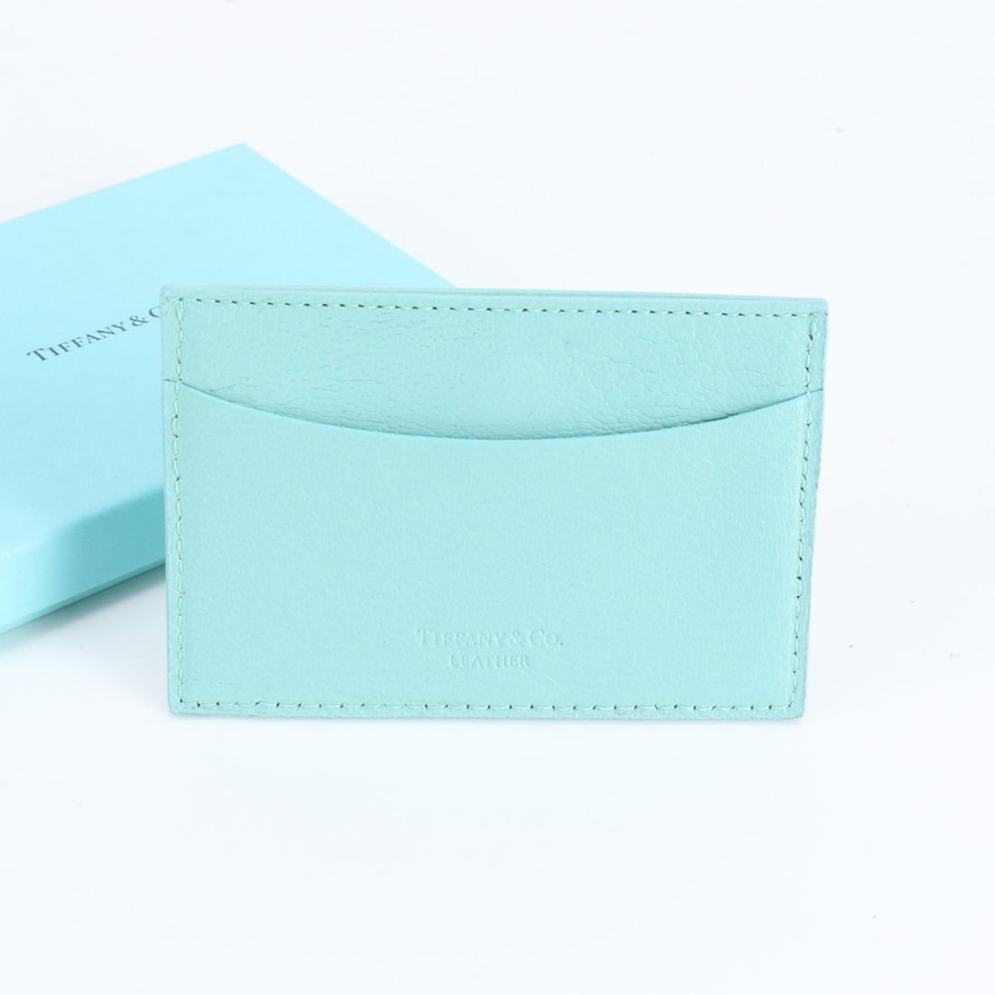Tiffany 1837 Leather Business Card Holder/Card Case Compact Wallet Holder Blue Women's (1 of 13)