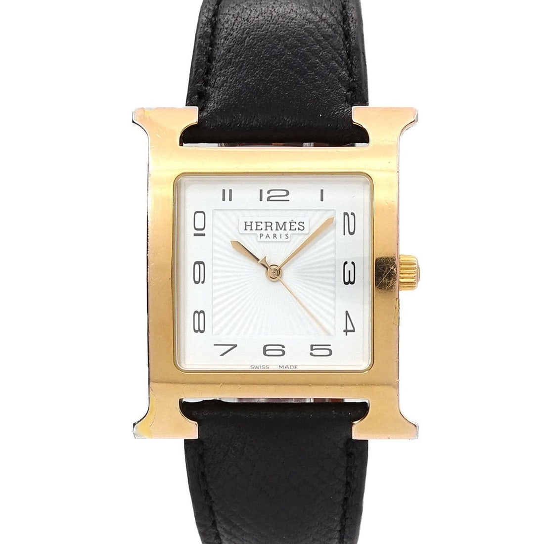 Hermès H Watch HH1.801 Men's White/Black Quartz: --- Catalog ---Category: SizeWrist Size: 15cm - 18cm / 5.9'' - 7.08''Case Diameter: 30mm / 1.18''Category: DesignType: WristwatchGender: MenColor (Dial): WhiteMaterial (Band): Leather, Stainless steel