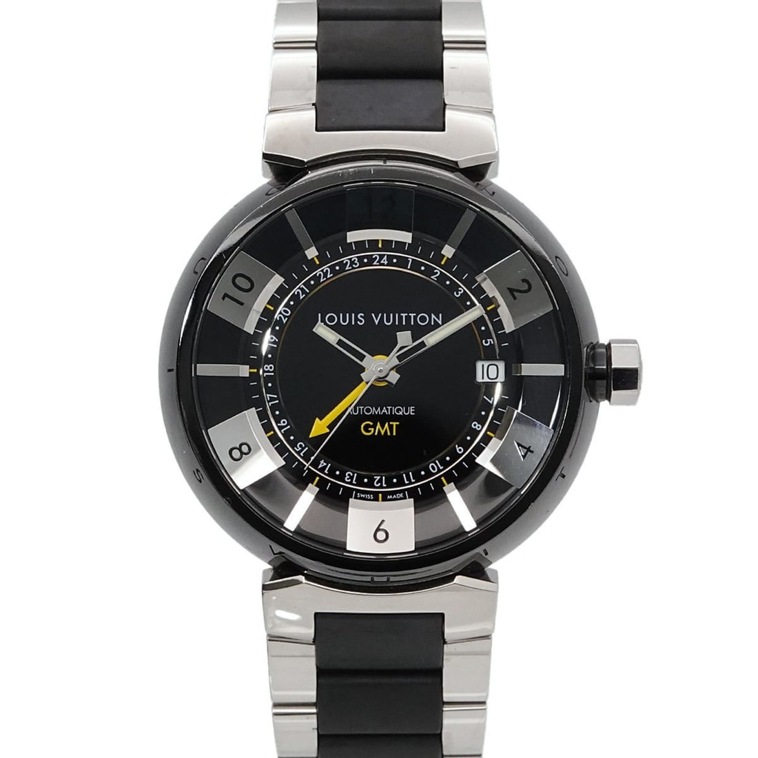 Louis Vuitton Tambour in Black GMT Q113K Men's Automatic Watch with Date Display (1 of 13)