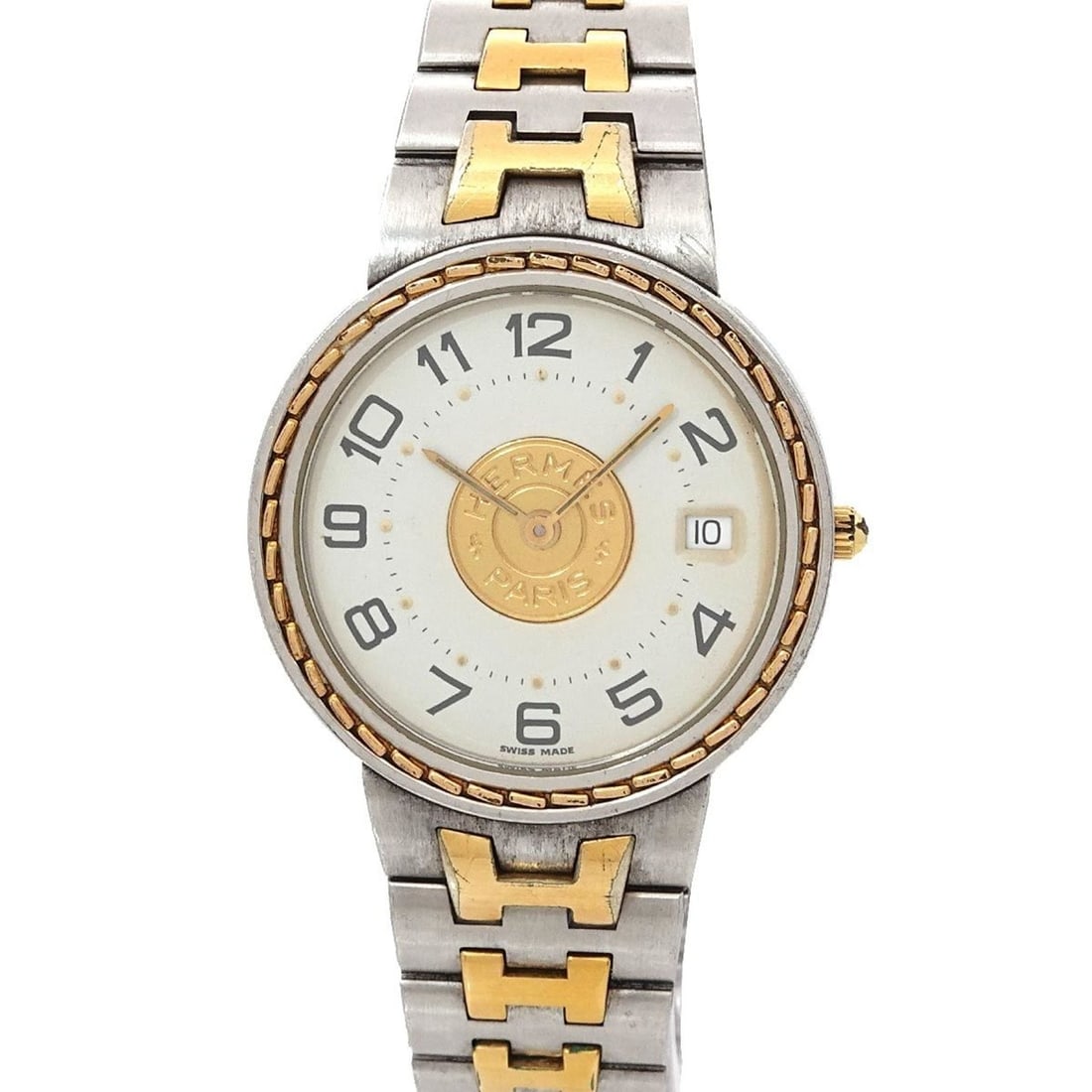 Hermès Sellier Boys' Watch with Date, White Quartz Movement (1 of 13)