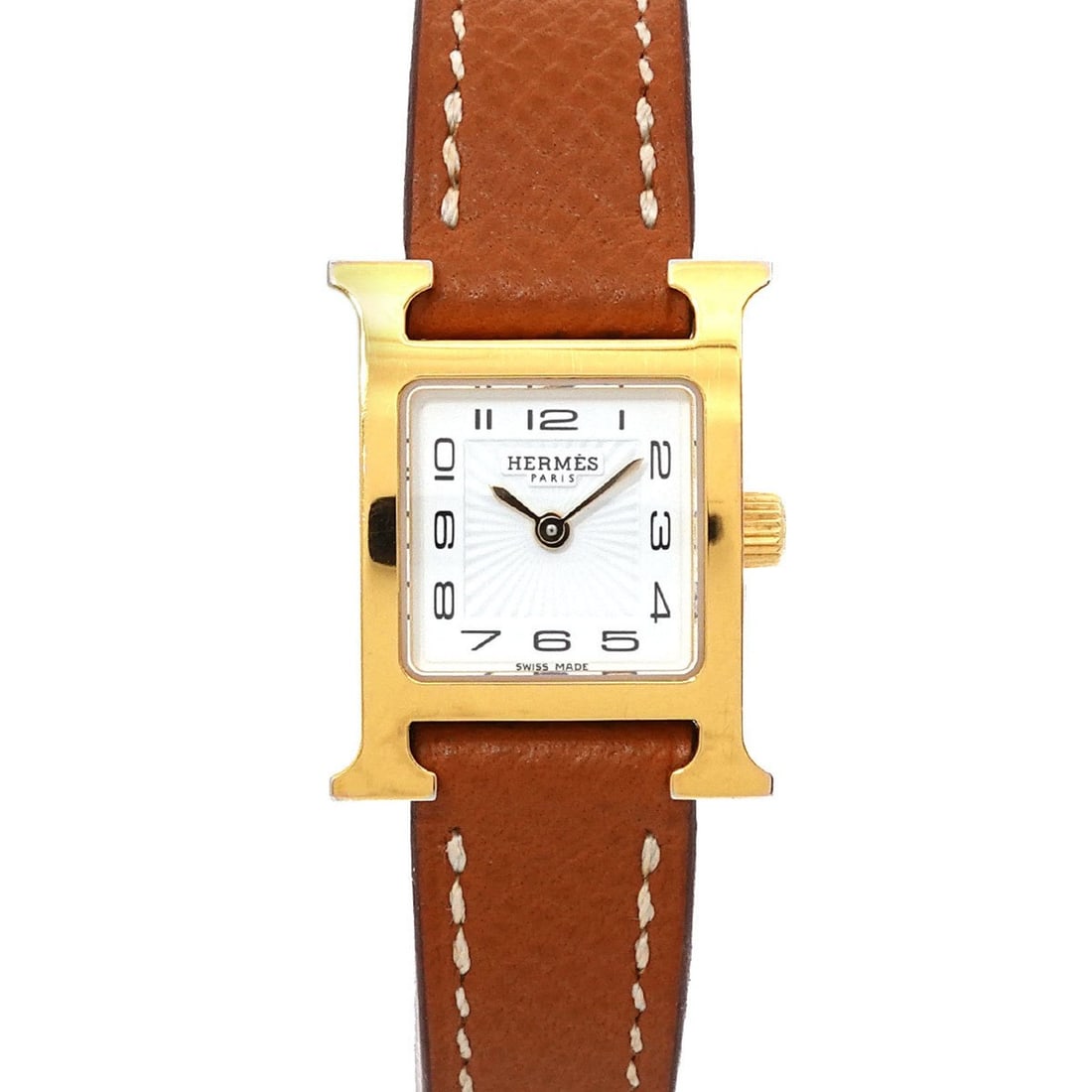 Hermès H Watch Mini HH1 101 Women's White Quartz: --- Catalog ---Category: SizeWrist Size: 13cm - 15.5cm / 5.11'' - 6.1''Case Diameter: 17mm / 0.67''Category: DesignGender: WomenColor (Dial): WhiteMaterial (Band): Leather, Stainless steelMaterial (Ca