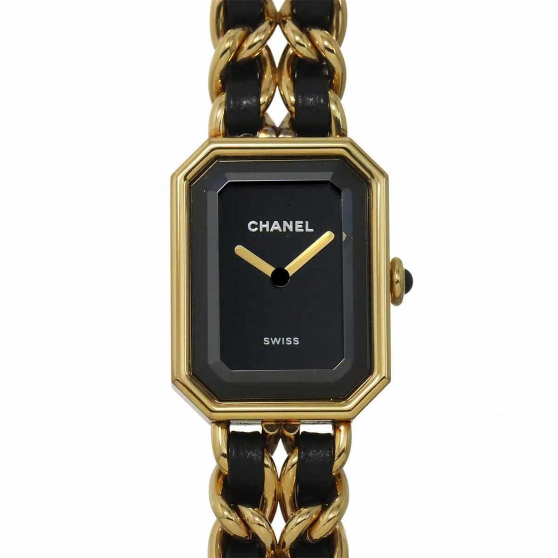 CHANEL Premiere Women's Watch, Size S, H6951, Current Model, Black and Gold, Quartz Movement: --- Catalog ---Category: SizeWrist Size: 14.5cm / 5.7''Case Diameter: 20mm / 0.79''Category: DesignType: WristwatchGender: WomenColor (Dial): BlackMaterial (Band): Gold plated, Leather, Stainless stee