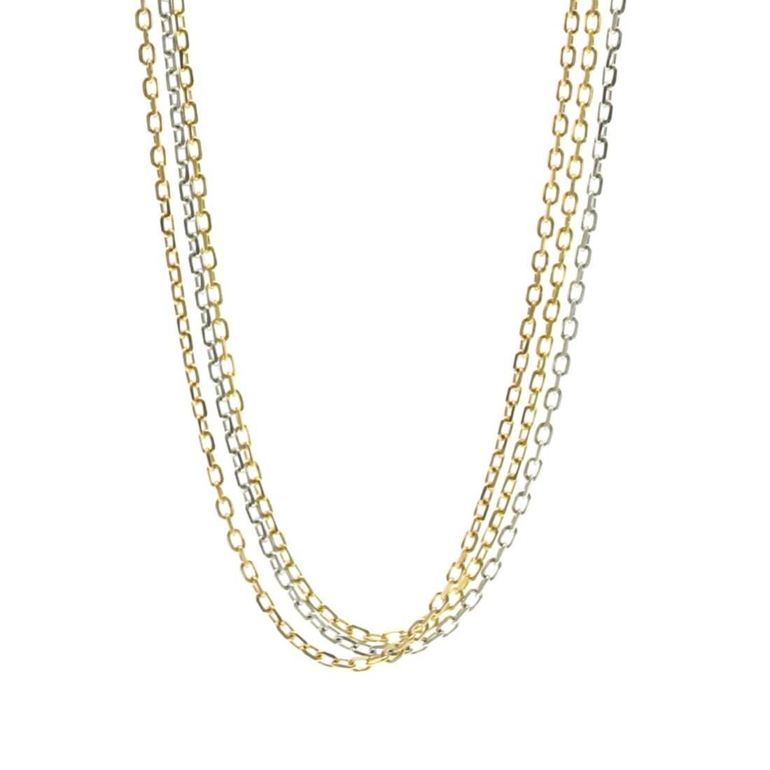 Cartier Three-color Necklace Yellow Gold (18K),Pink Gold (18K),White Gold (18K) No Stone Men,Women: --- Catalog ---Category: SizeWeight: 11g / 0.38oz.Pendant Size: 1.4mm / 0.05''Neck Circumference: 55 cm / 21.65''Category: DesignColor: Gold, Pink gold, SilverMetal: GoldStone: No StoneStyle: FashionG
