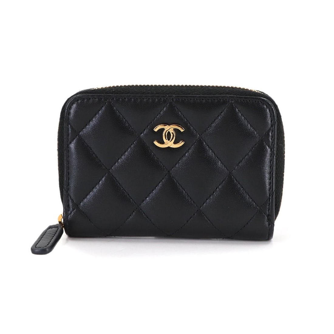 CHANEL Matelasse Wallet/Coin Purse, Lambskin, Black, Coco Mark, Gold Hardware, AP0216: --- Catalog ---Category: SizeSize (HxWxD): 7.5cm x 10.5cm x 2cm / 2.95'' x 4.13'' x 0.78''Category: DesignType: Coin purse/coin caseColor: BlackGender: WomenMaterial: Leather Leather/Fur Type: Lambski